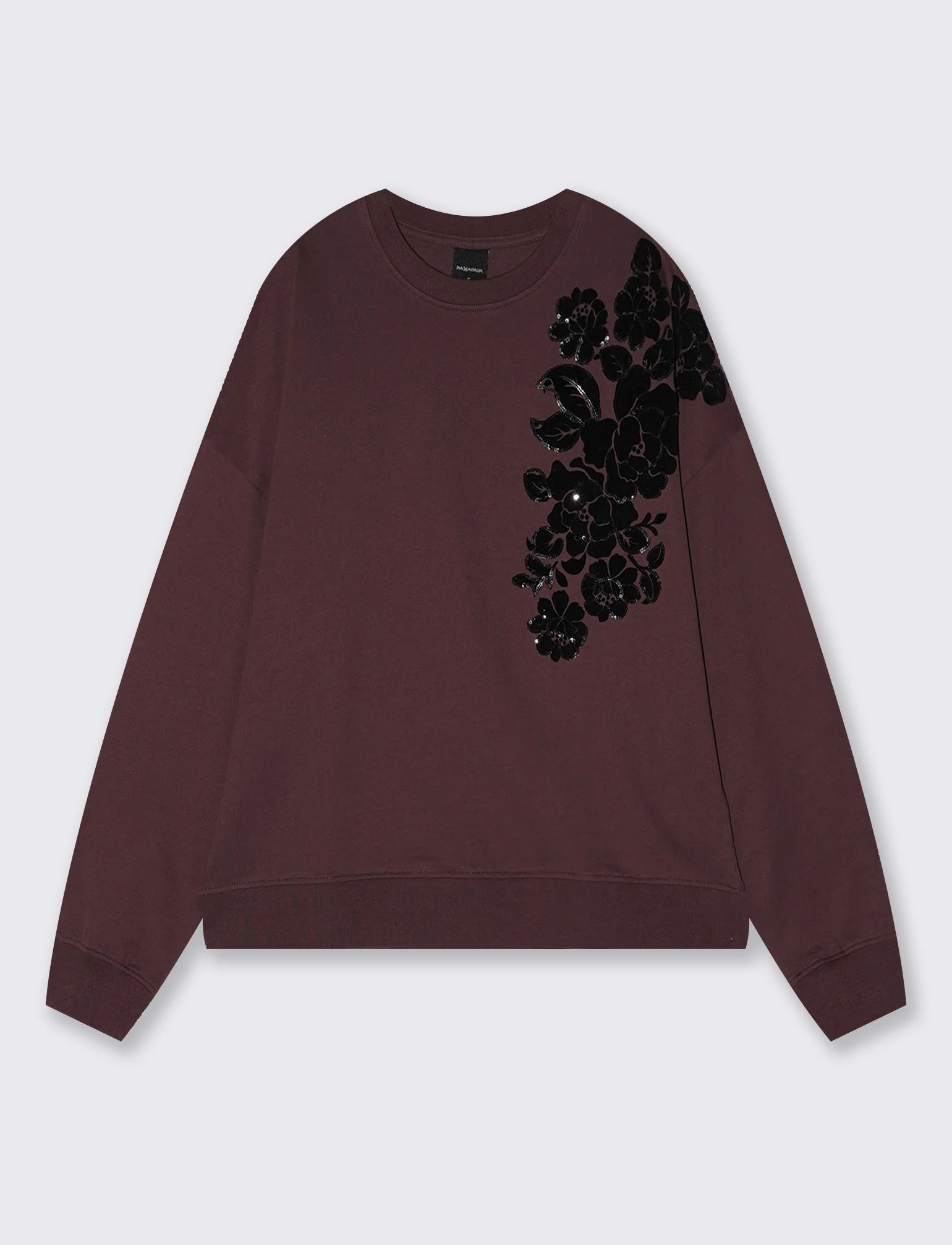 FELPA CON RICAMI - Rosso amarena