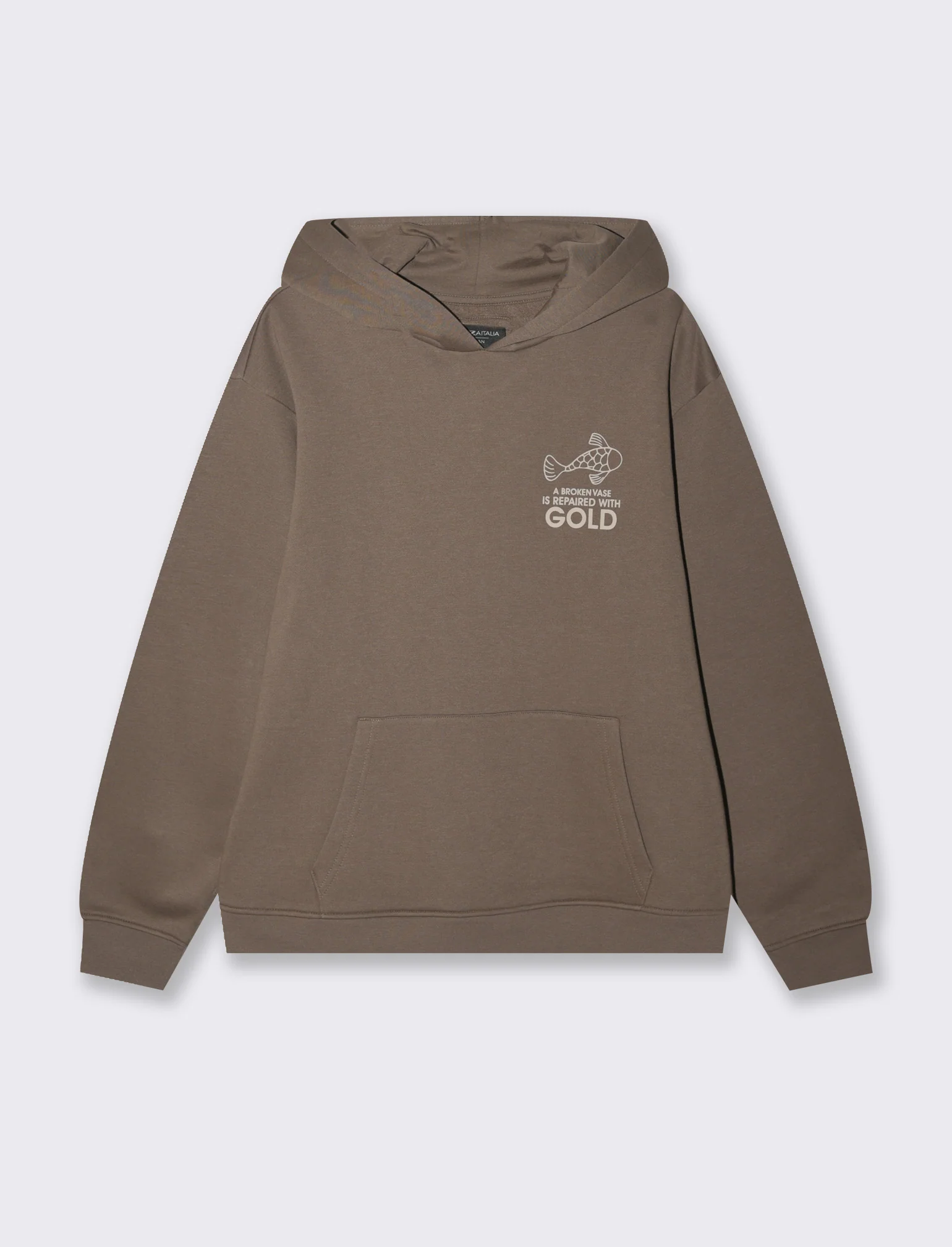 Felpa con stampe e cappuccio da uomo - Grigio fango - Image 4