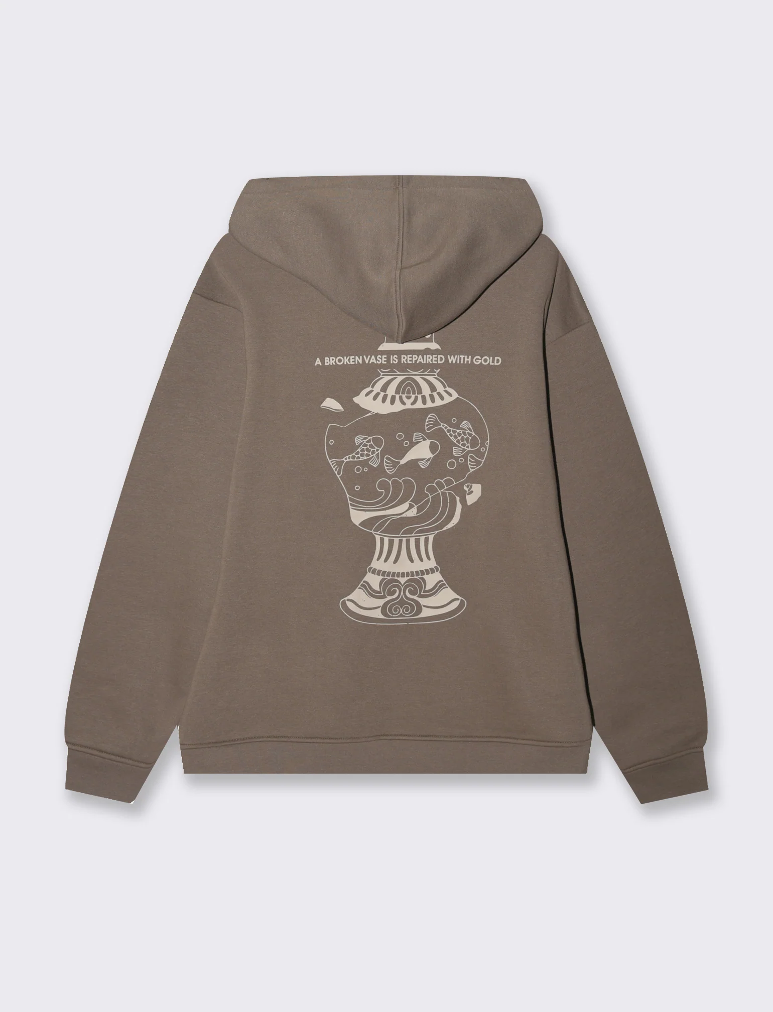 Felpa con stampe e cappuccio da uomo - Grigio fango - Image 5