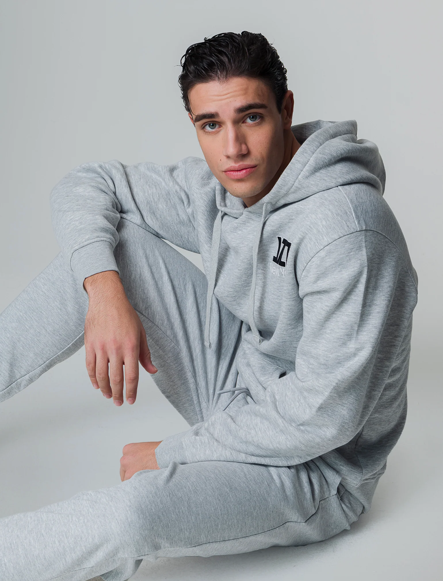 Felpa con stampe e cappuccio da uomo - Grigio mel. - Image 6