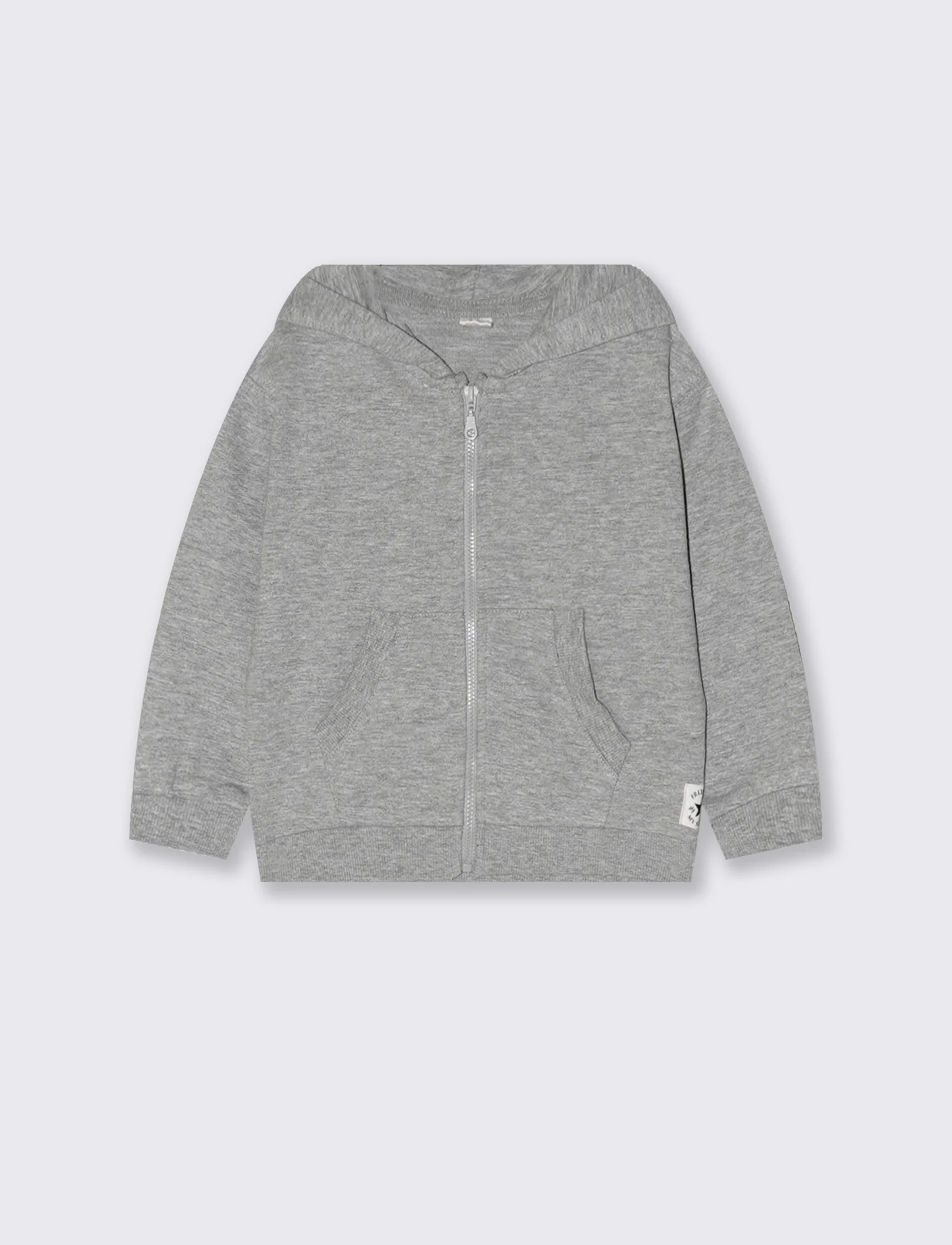 Felpa con zip, cappuccio e tascone - Grigio mel.