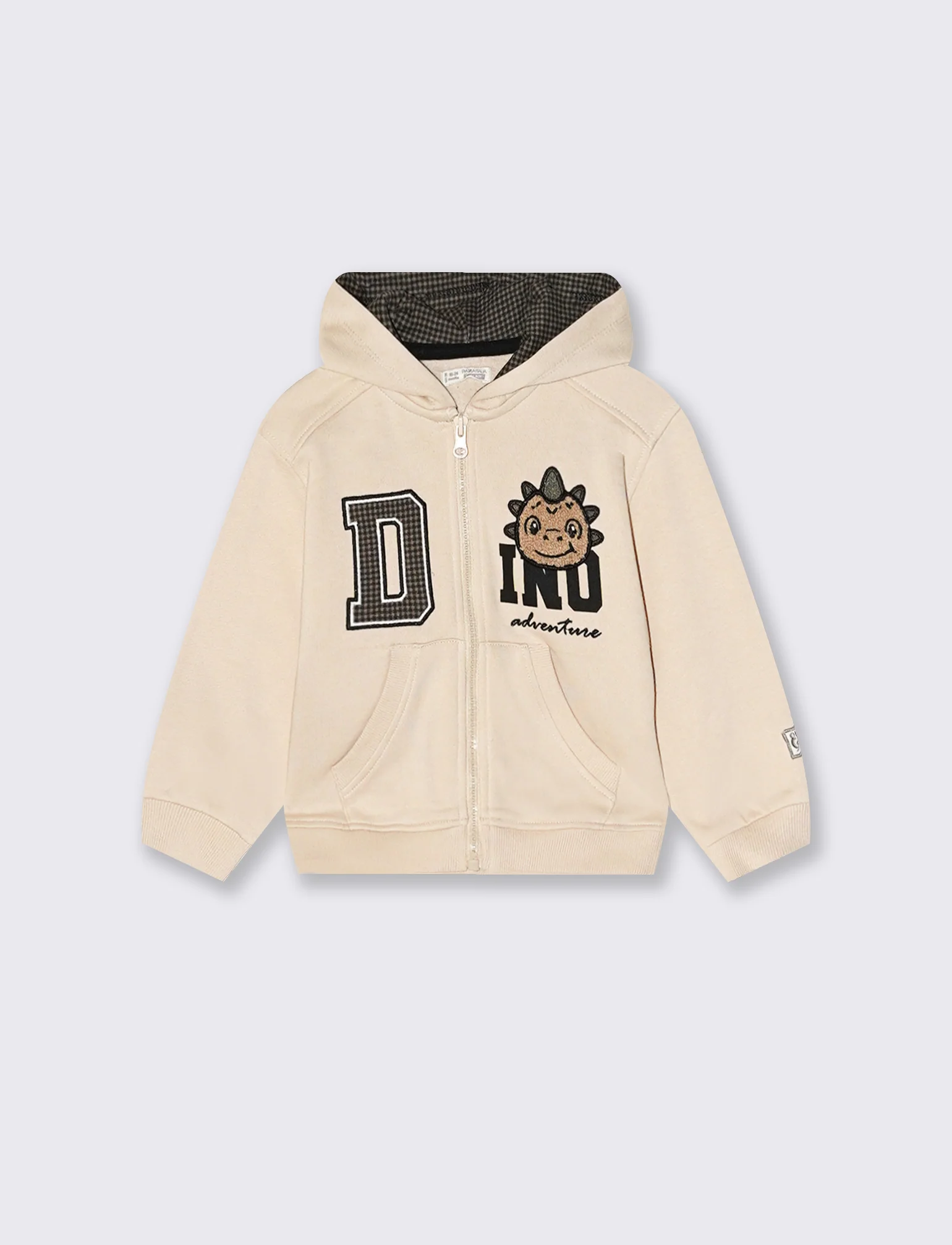 Felpa con zip e applicazione - Beige