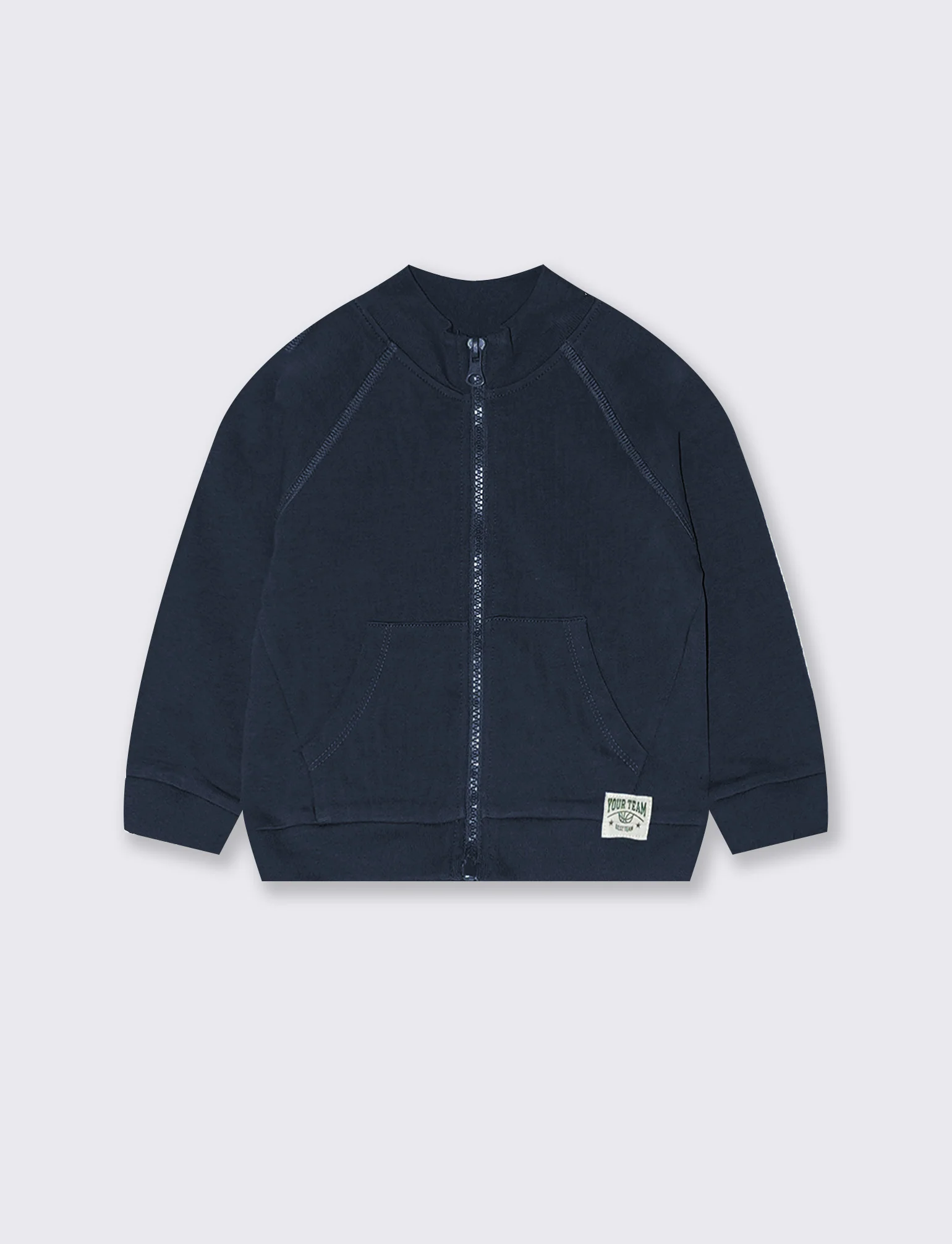 Felpa con zip e patch sul fondo - Blu