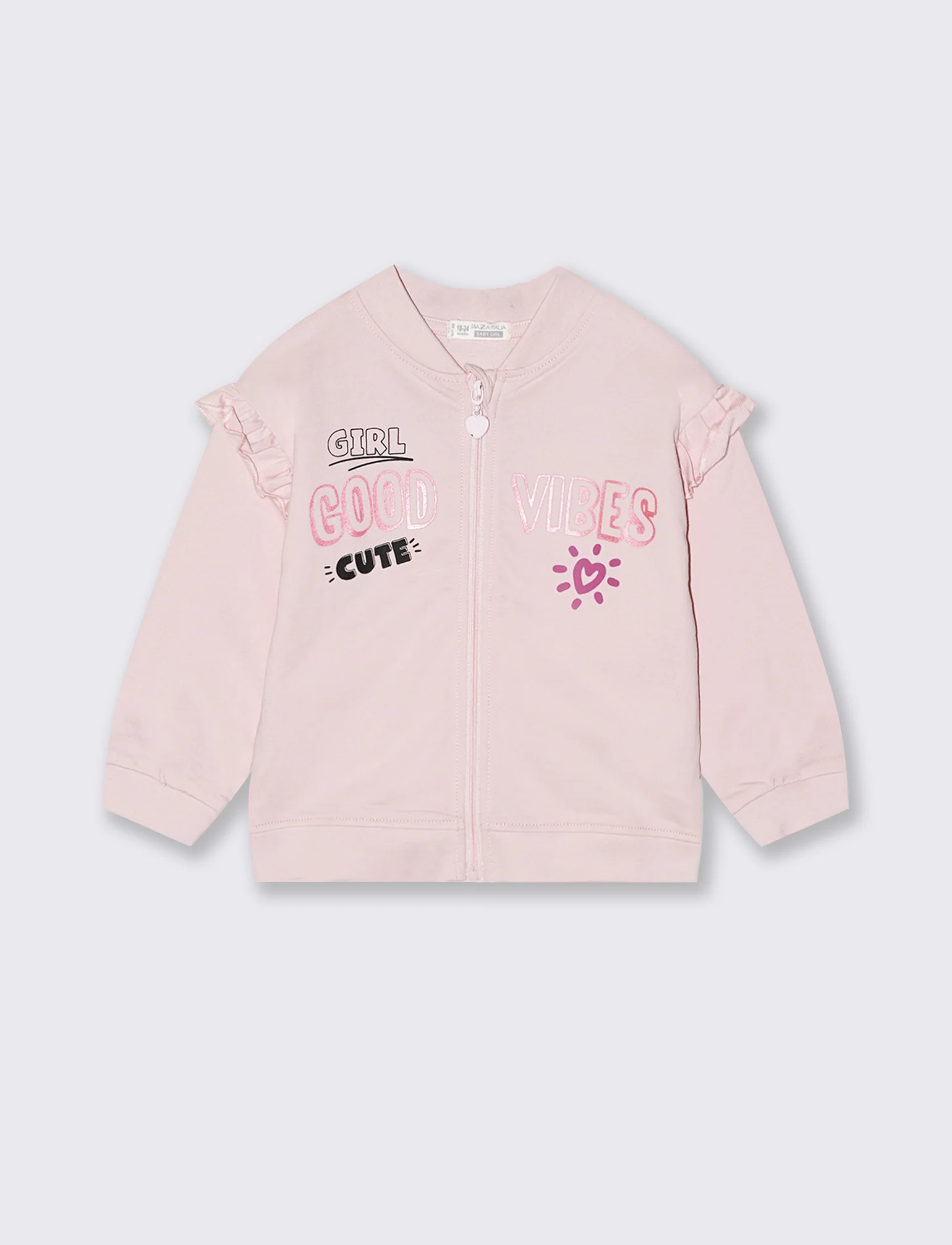 Felpa con zip e tasca frontale - Rosa