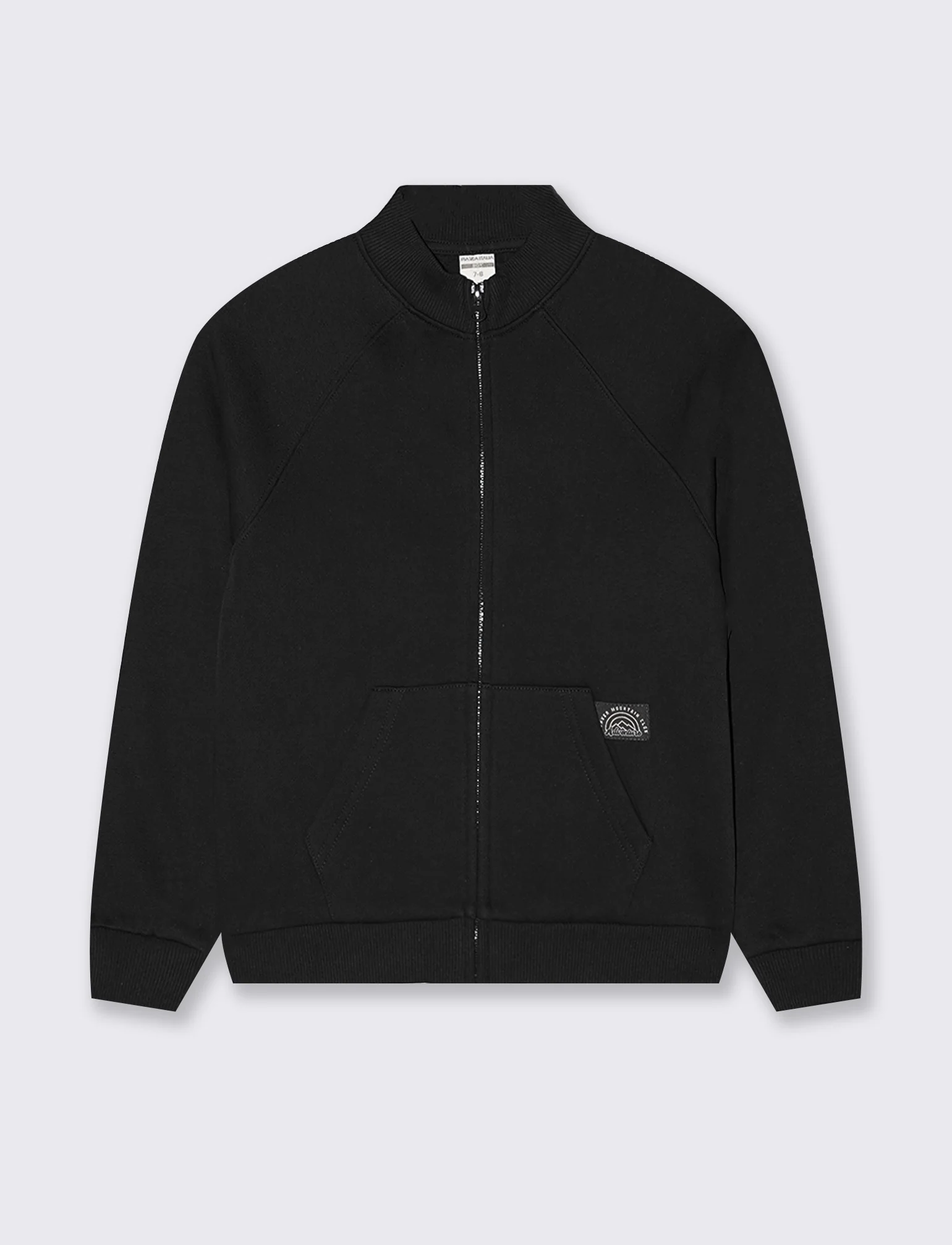Felpa con zip e tascone frontale - Nero