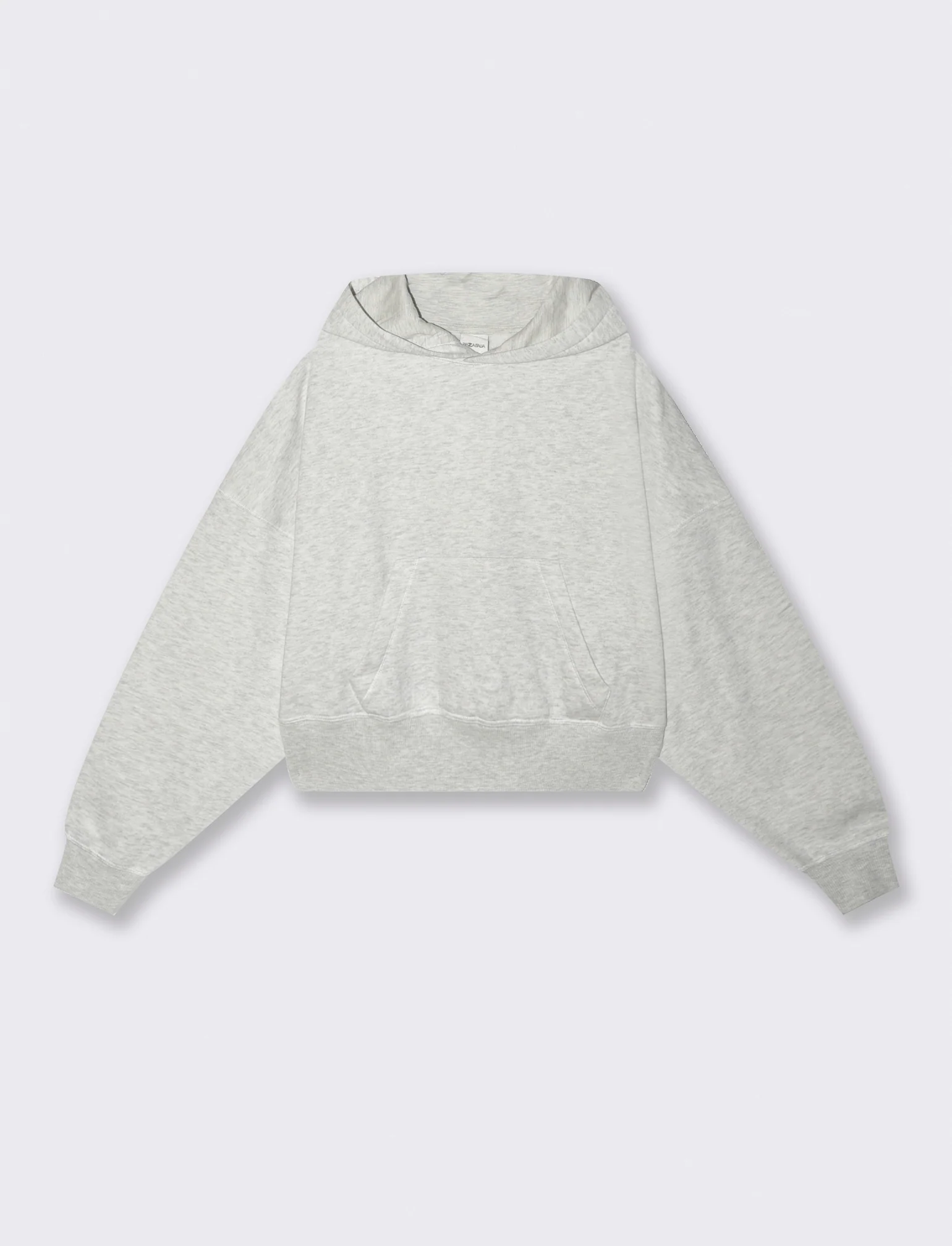 FELPA CROP CON CAPPUCCIO E TASCA MARSUPIO - Grigio chiaro mel.