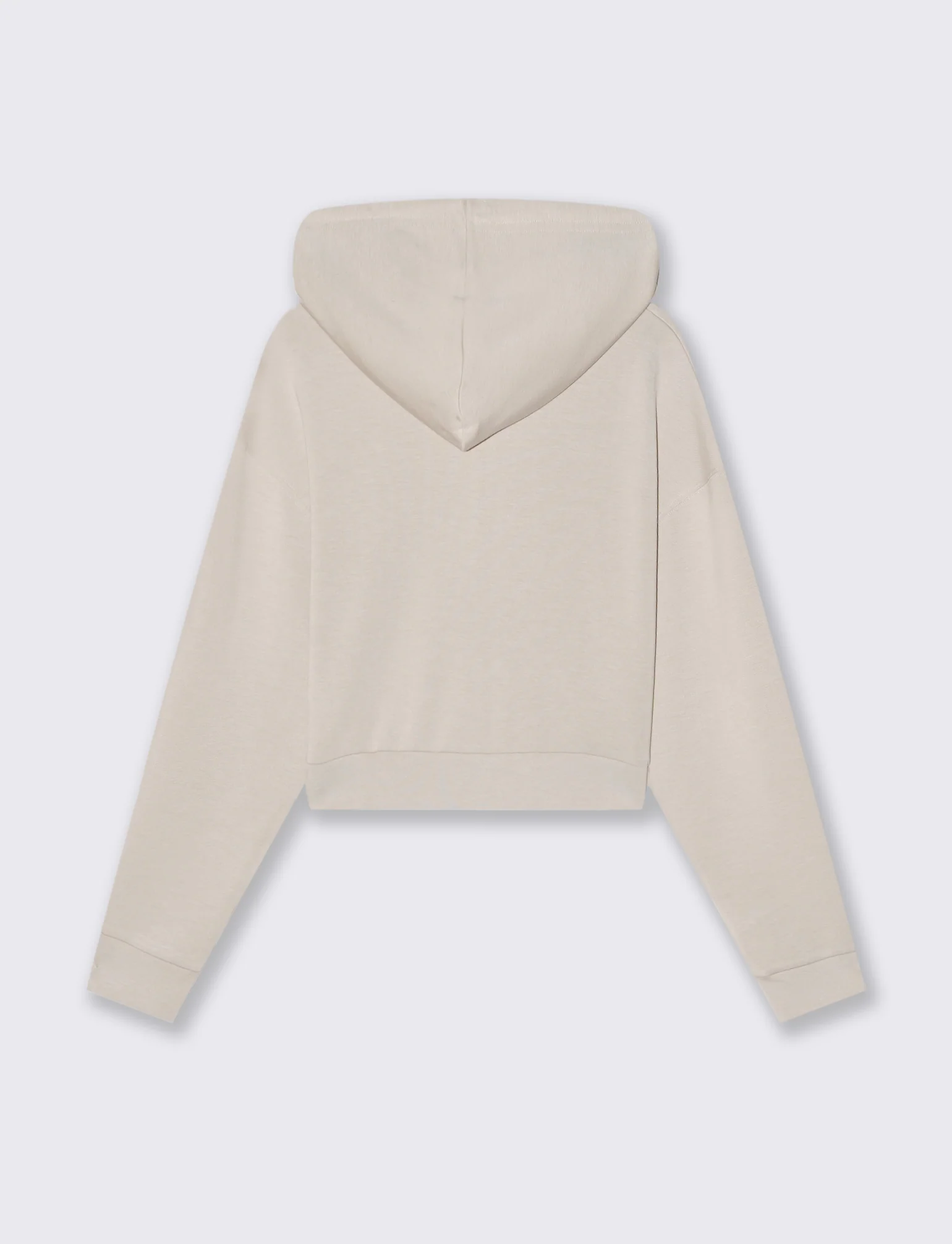 Felpa Crop con Cappuccio e Zip - Beige grano - Image 2