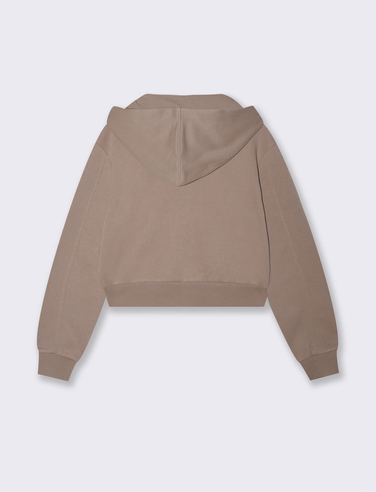Felpa Crop con Cappuccio e Zip Frontale - Grigio tortora - Image 2