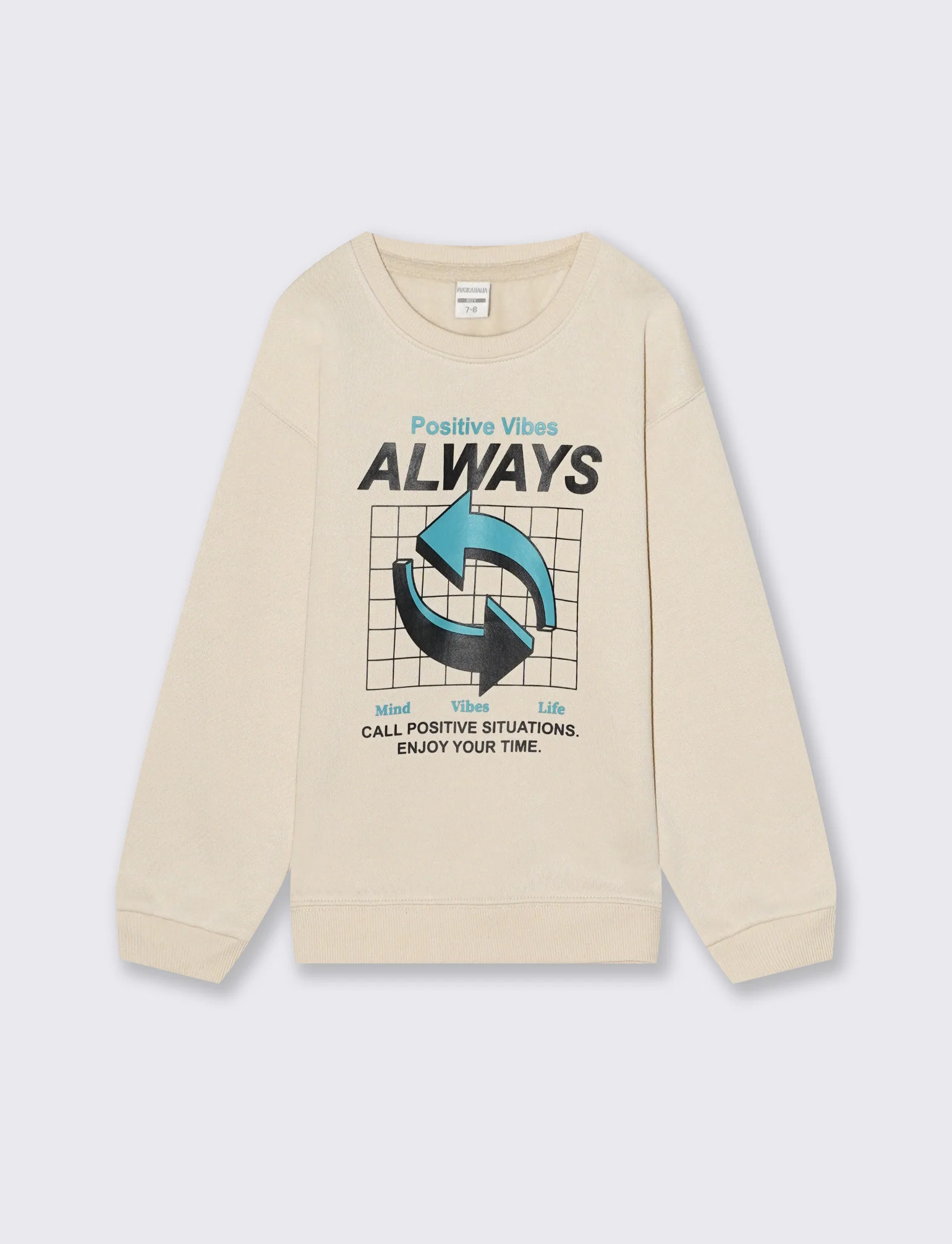 Felpa full zip con stampa. - Beige - Image 2