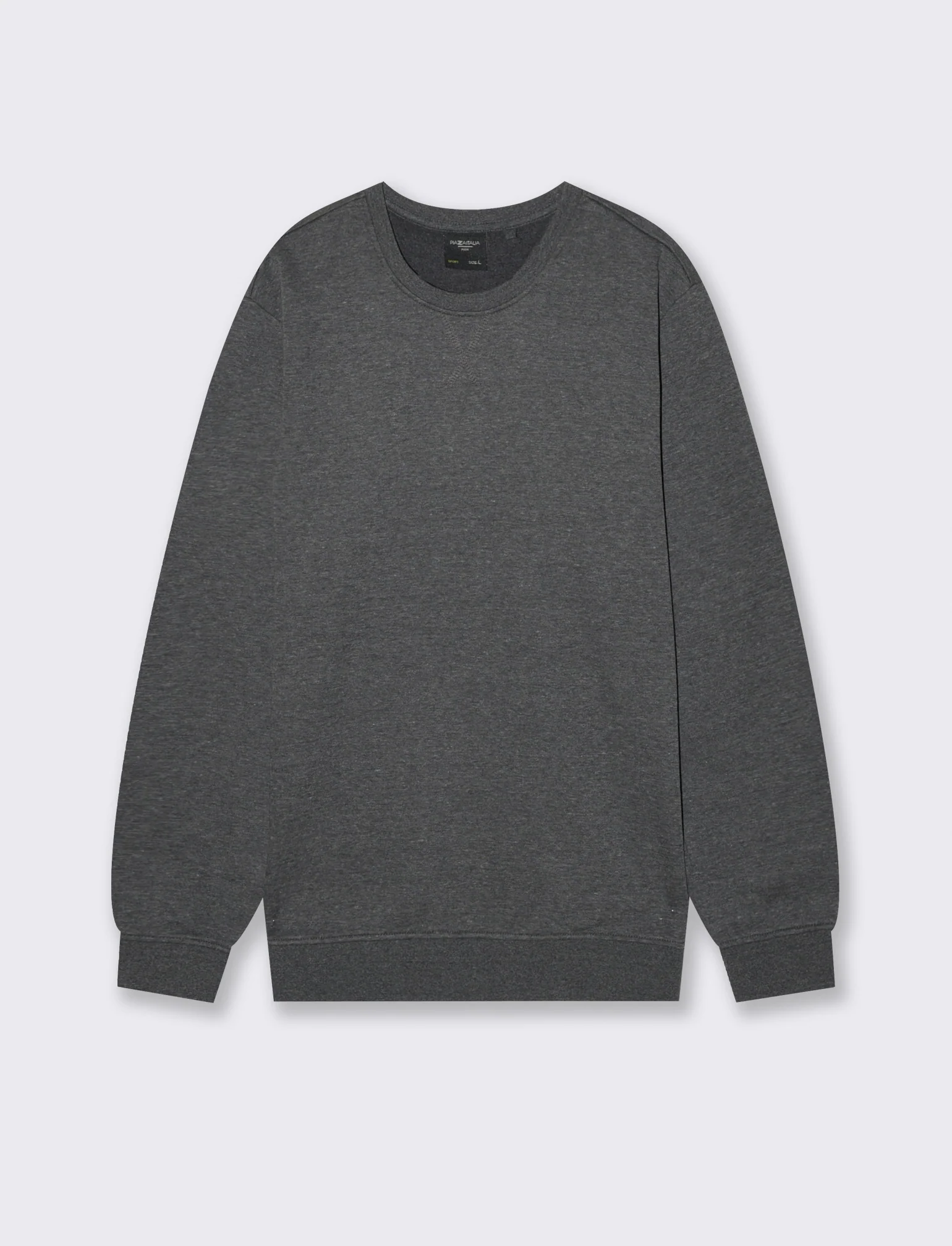FELPA GIROCOLLO BASIC MELANGE - Nero