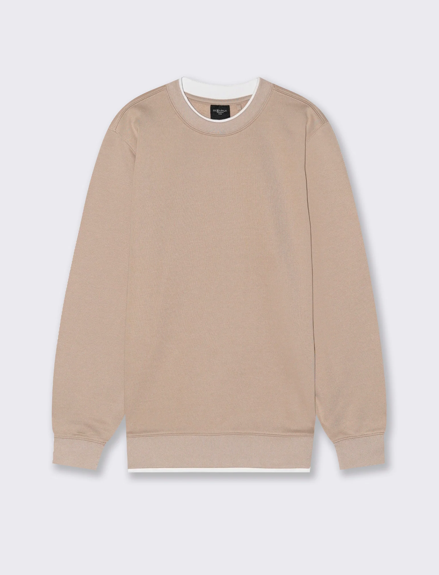 FELPA GIROCOLLO CON CONTRASTI - Beige