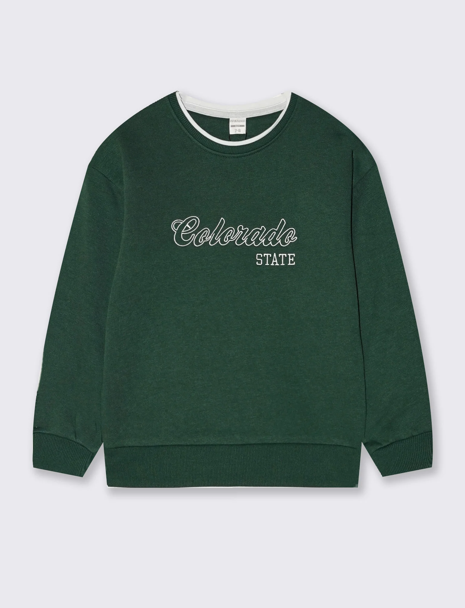 Felpa girocollo con ricamo e comfort - Verde abete