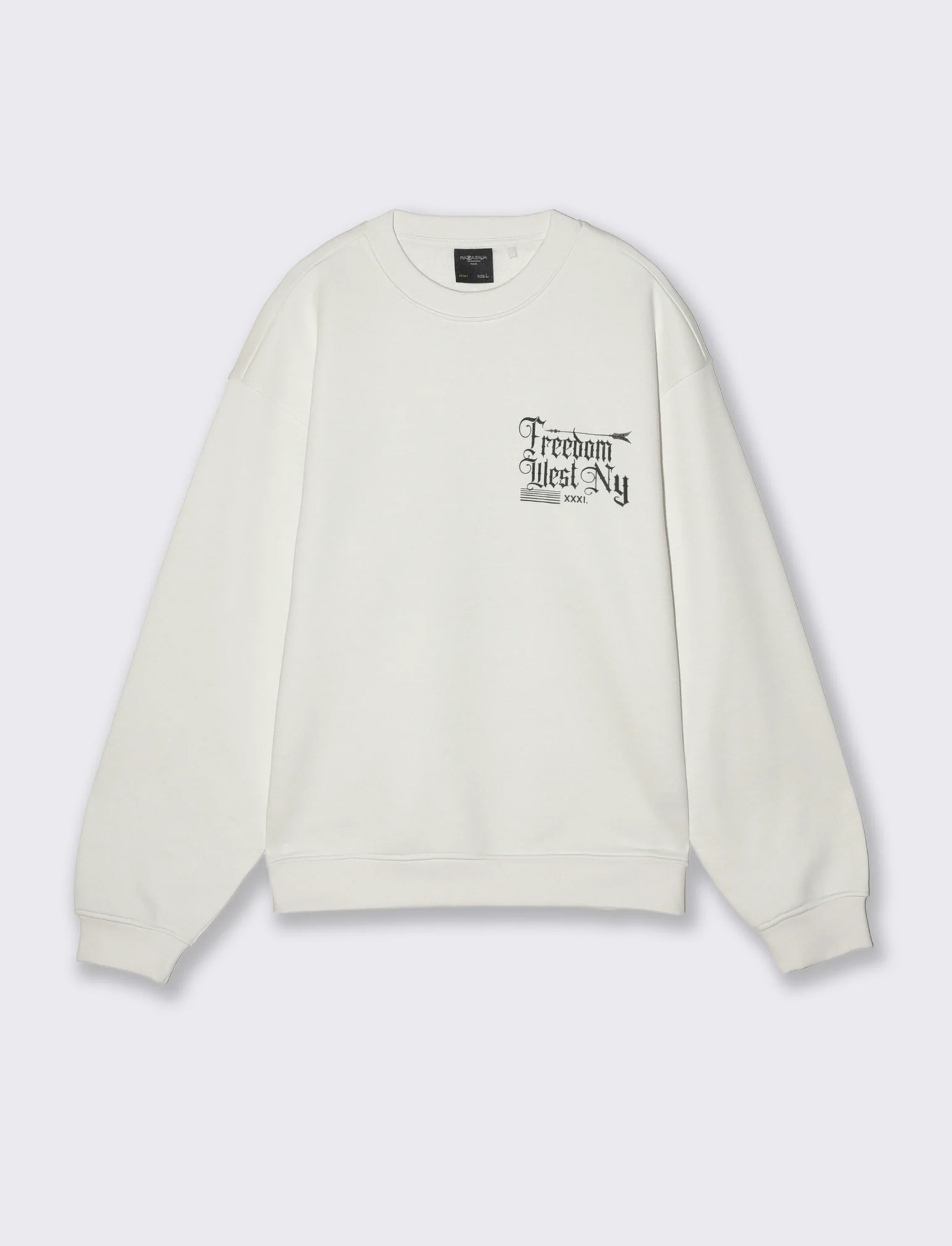 Felpa girocollo con stampe a contrasto - Bianco