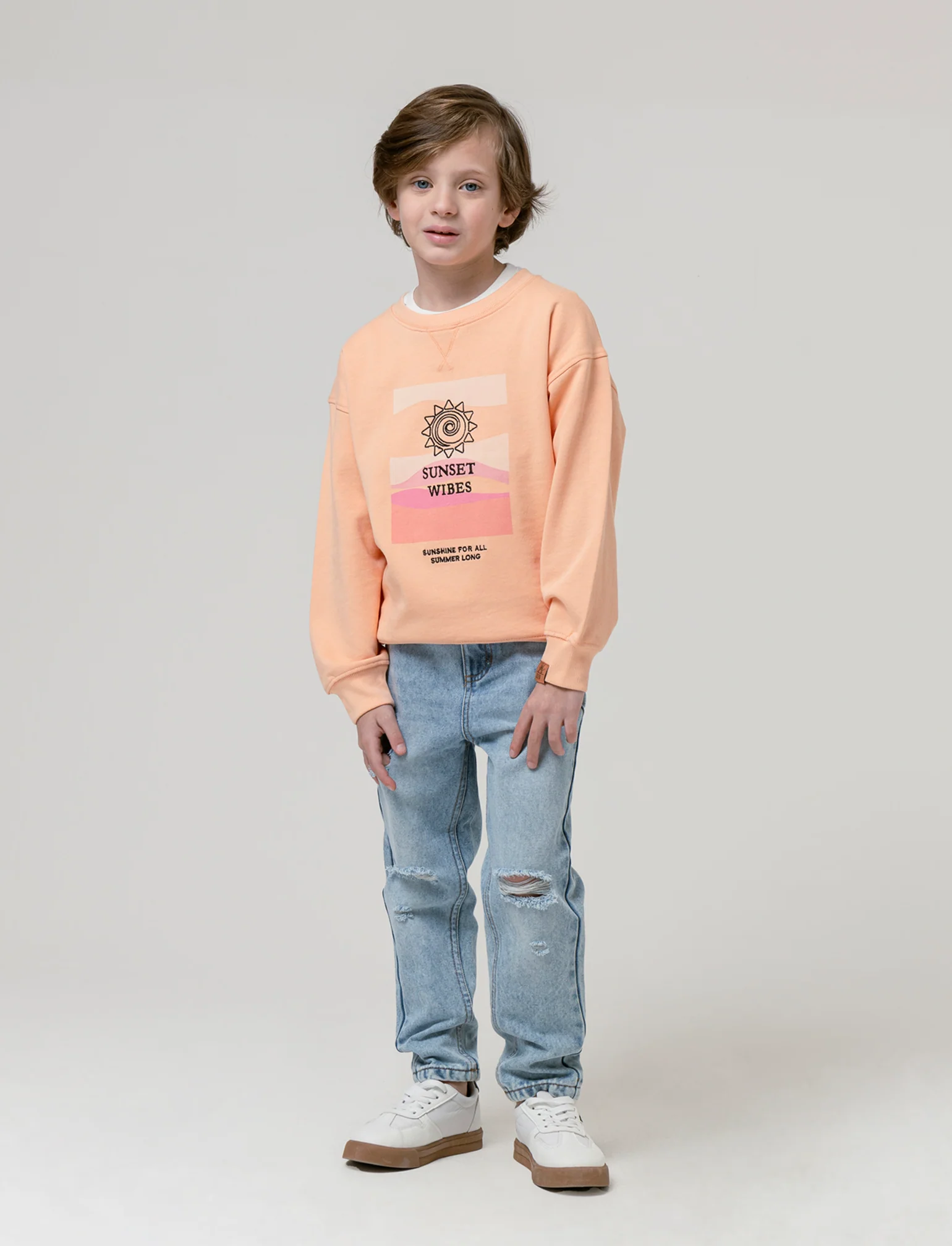 Felpa girocollo in cotone da bambino - Pesca - Image 3