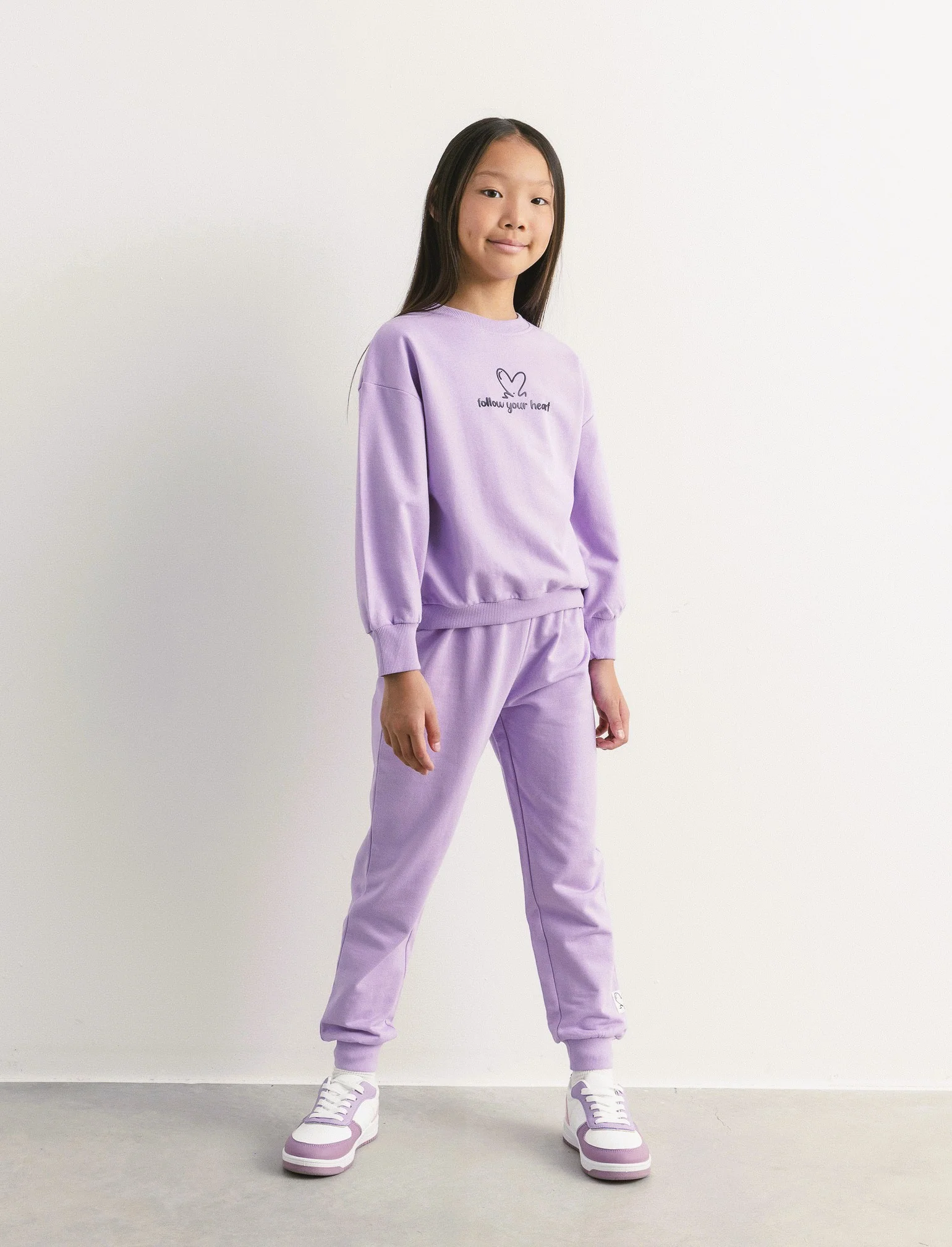 Felpa girocollo in cotone. - Lilla