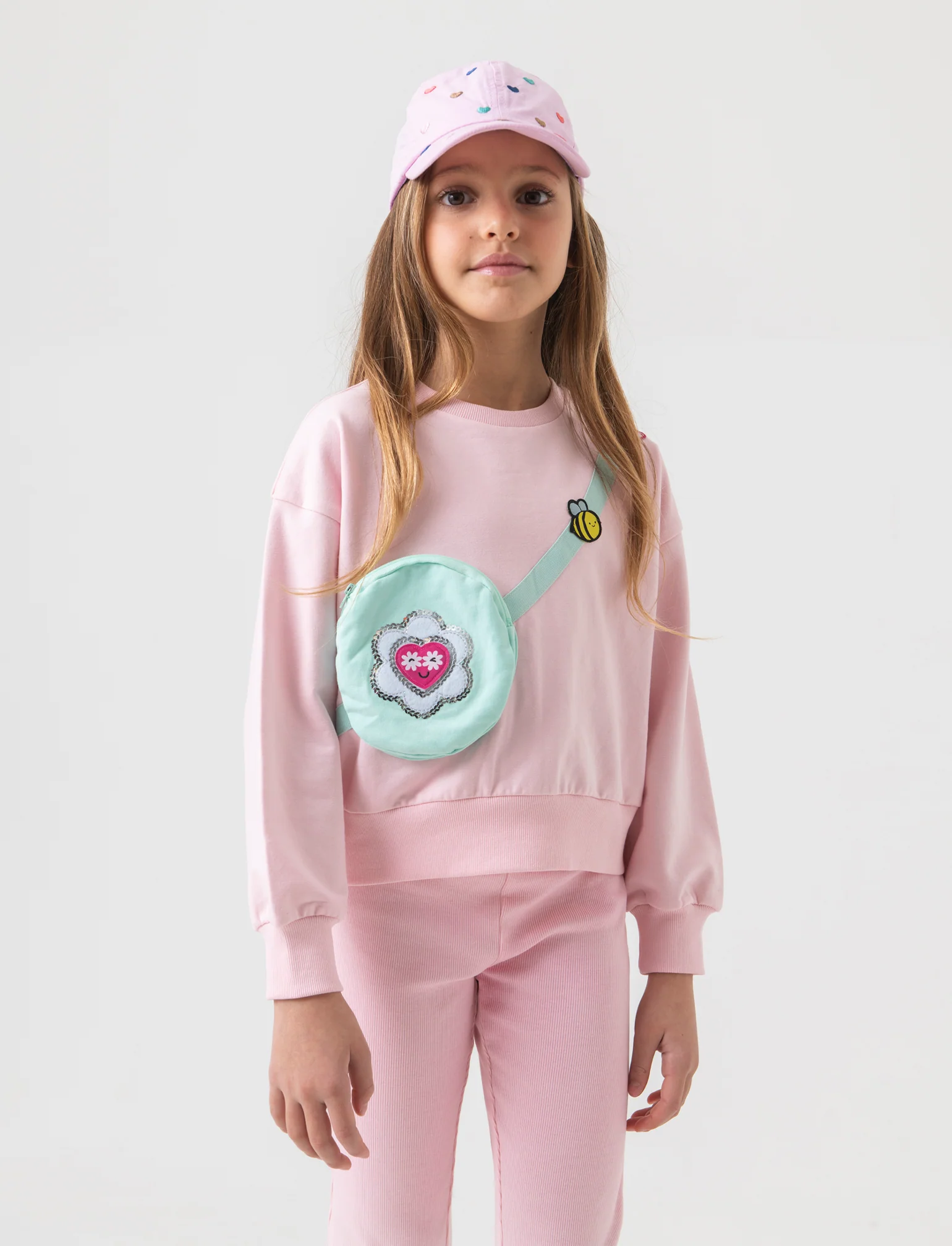 Felpa girocollo loose fit da bambina - Rosa