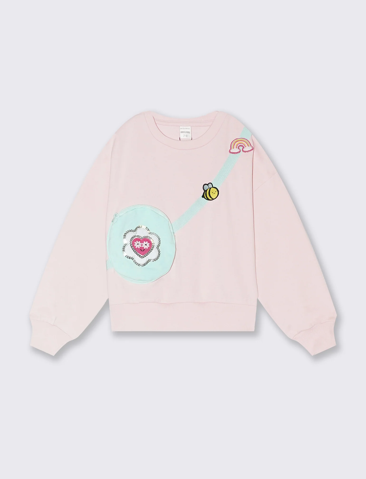 Felpa girocollo loose fit da bambina - Rosa - Image 3