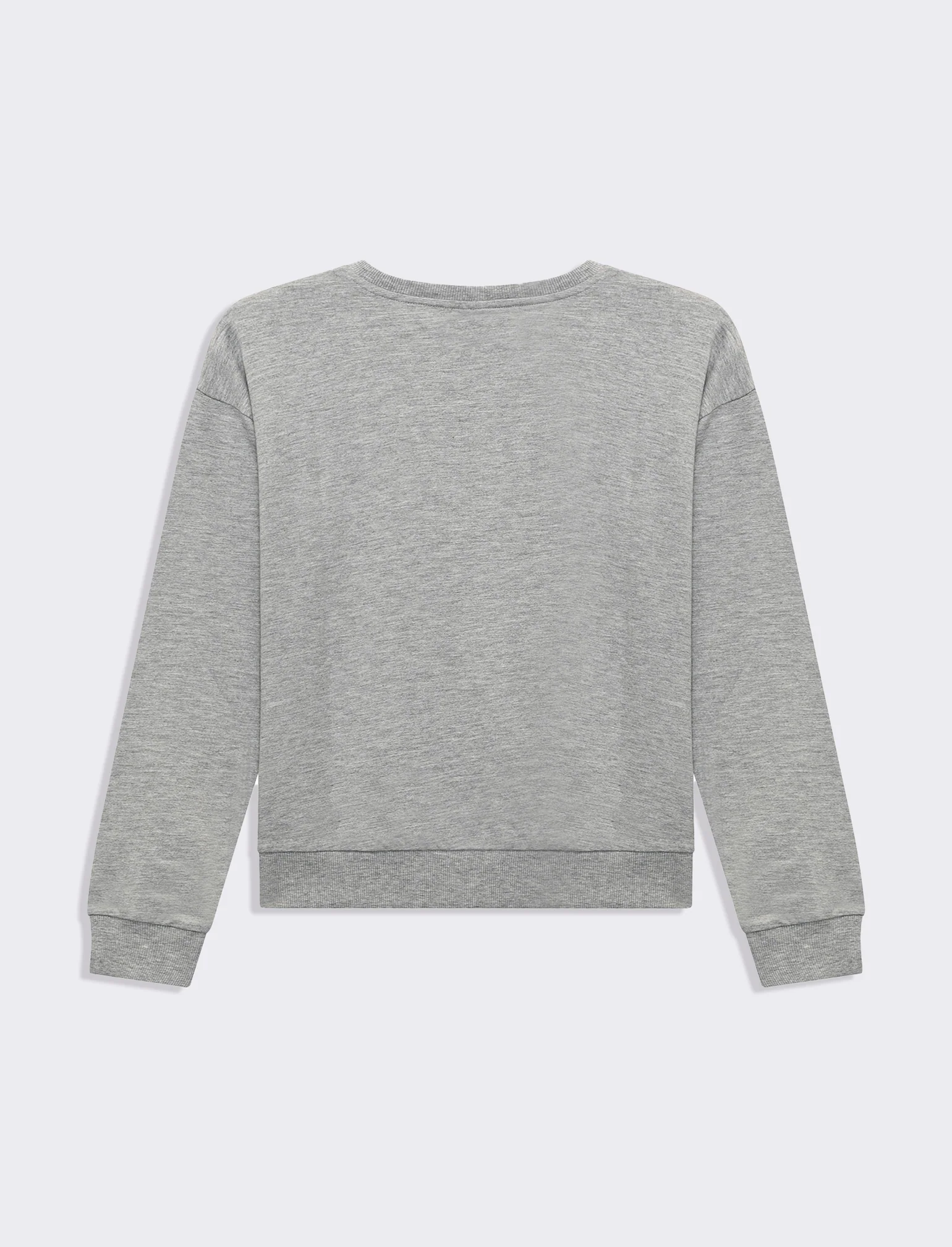 Felpa girocollo manica lunga con applicazioni da donna - Grigio melange - Image 2