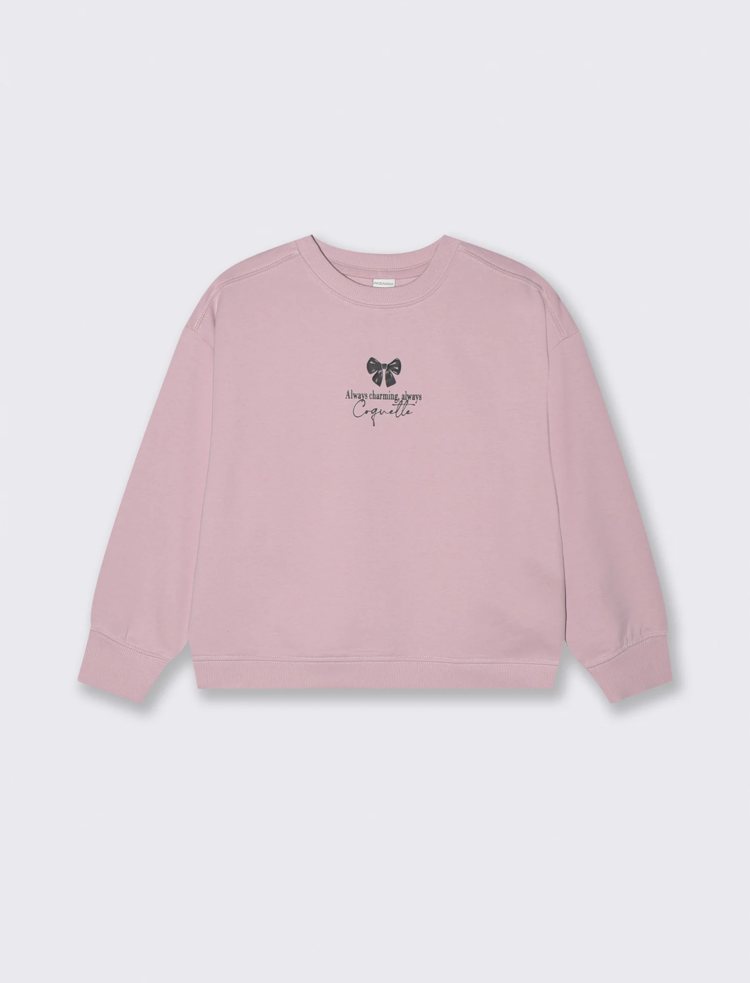 Felpa girocollo manica lunga con stampa - Rosa polvere
