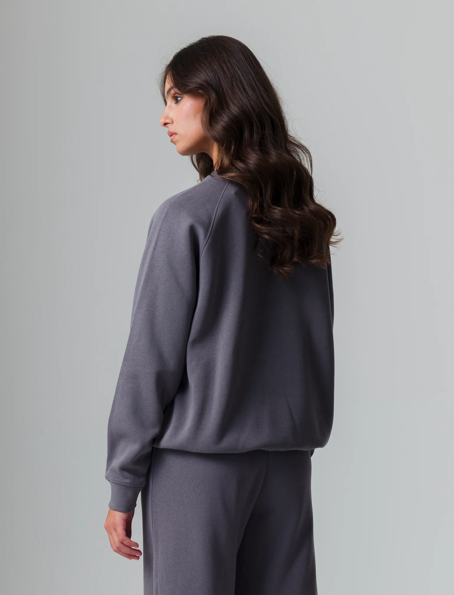 Felpa girocollo manica lunga da donna - Grigio piombo