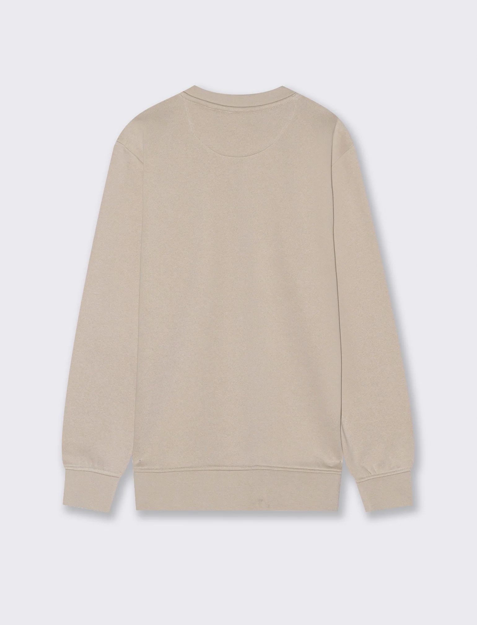 FELPA GIROCOLLO REGULAR FIT CON RICAMO - Beige - Image 3