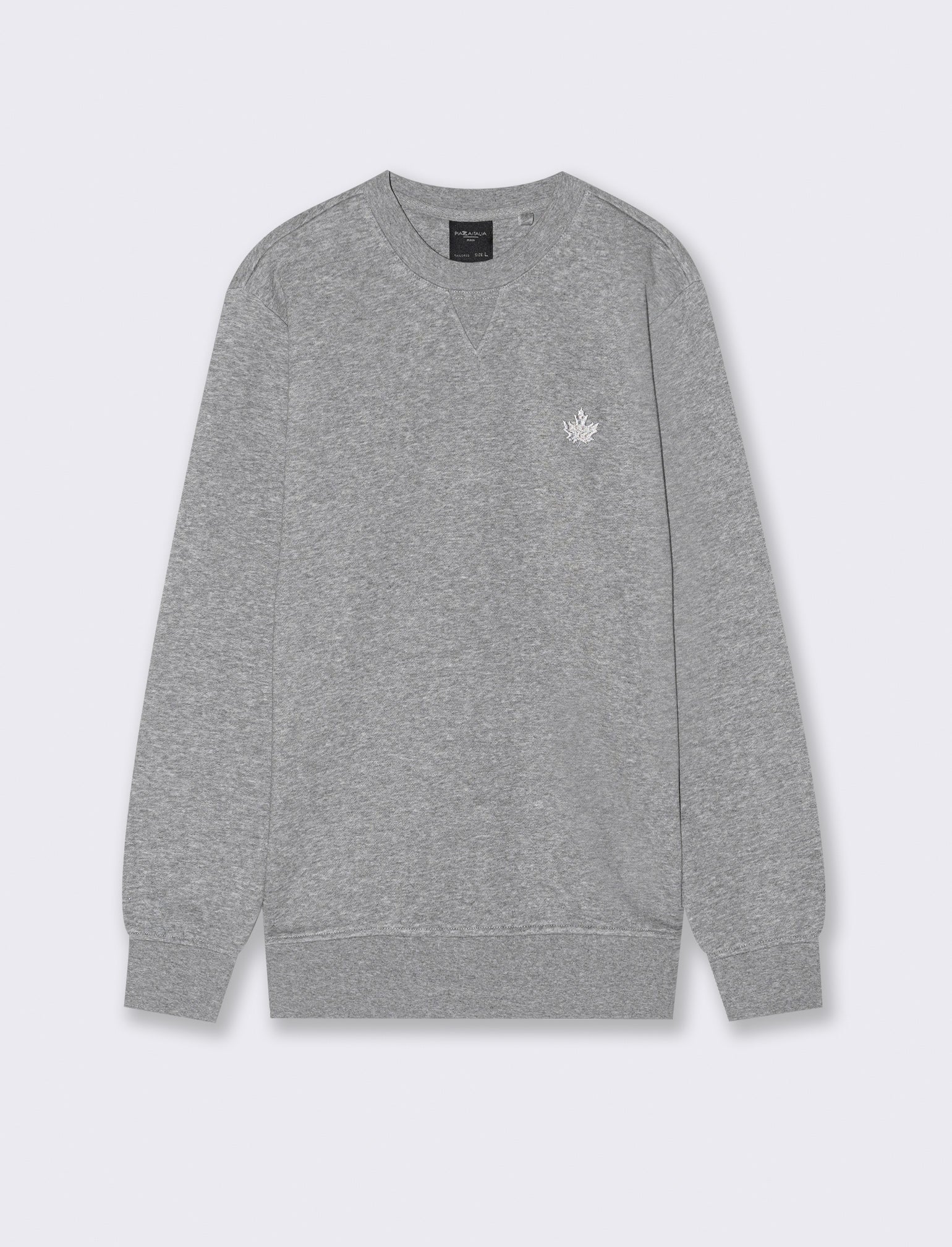 FELPA GIROCOLLO REGULAR FIT CON RICAMO - Grigio mel. - Image 2