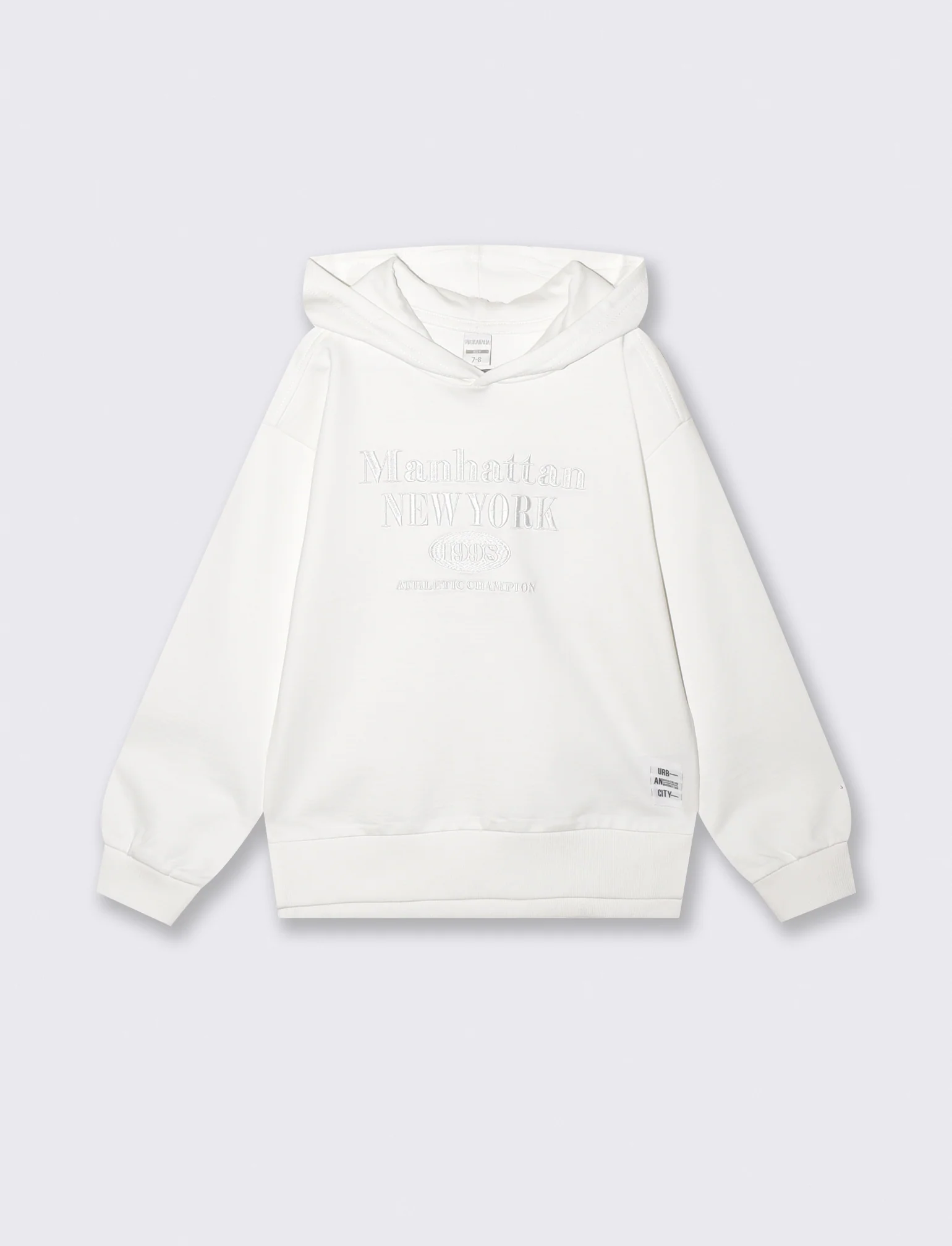 Felpa in cotone con ricamo frontale - Bianco latte