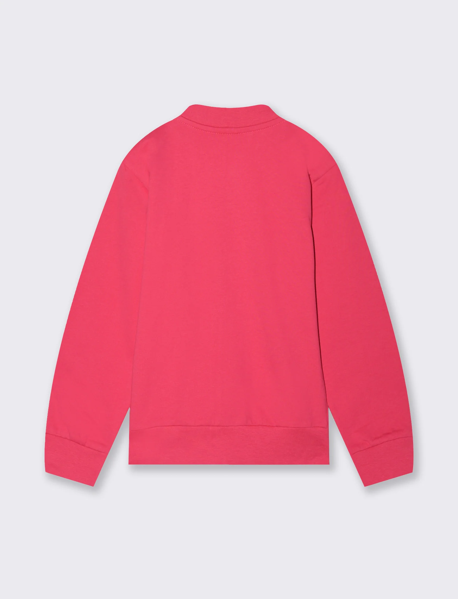 Felpa in cotone con zip e tasca marsupio - Fuxia - Image 2