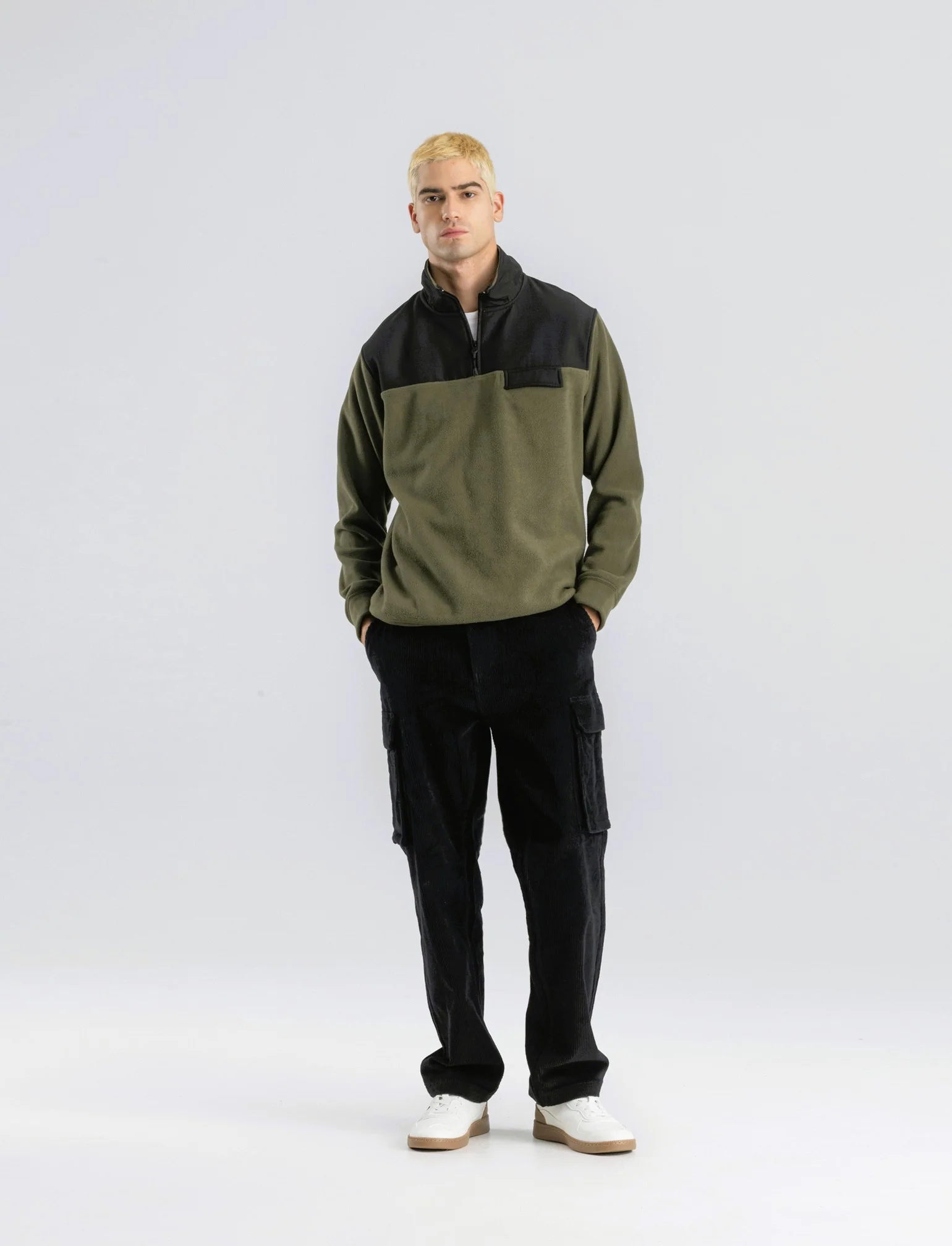 FELPA IN PILE CON CERNIERA - Verde militare - Image 3
