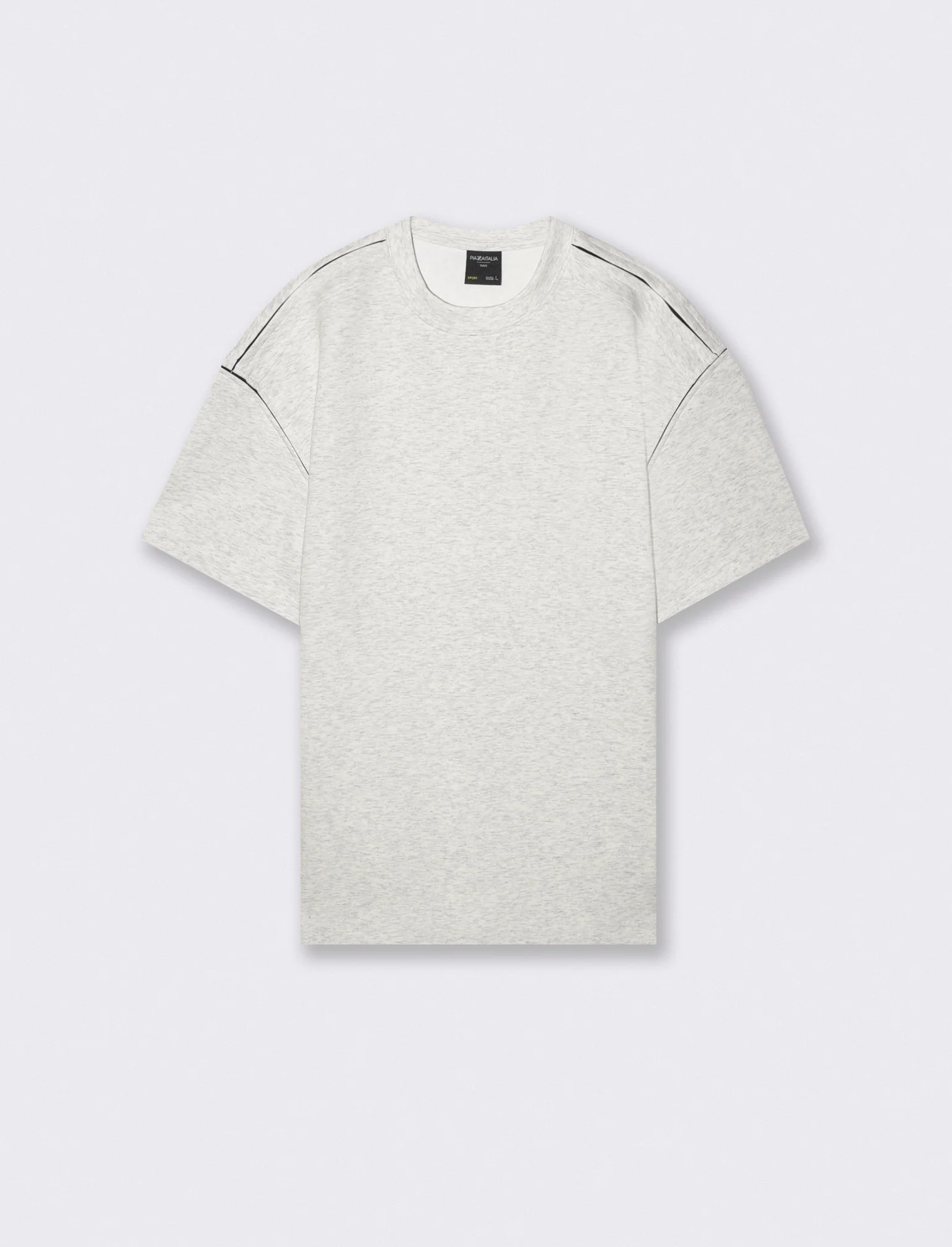 Felpa manica corta interlock misto cotone - Grigio mel. - Image 2