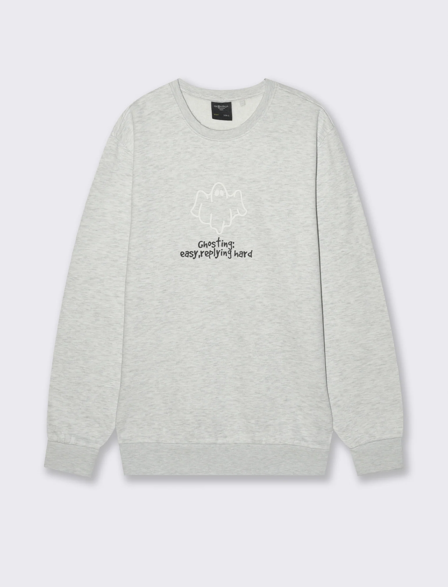 FELPA MISTO COTONE CON STAMPA - Grigio mel.
