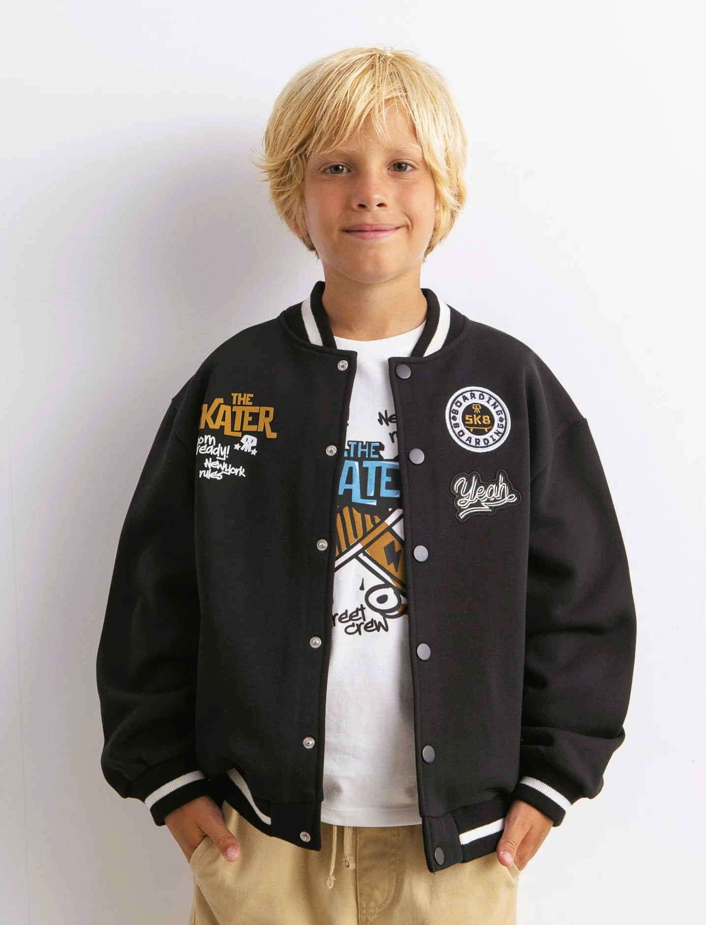 Felpa modello varsity skull. - Nero - Image 3