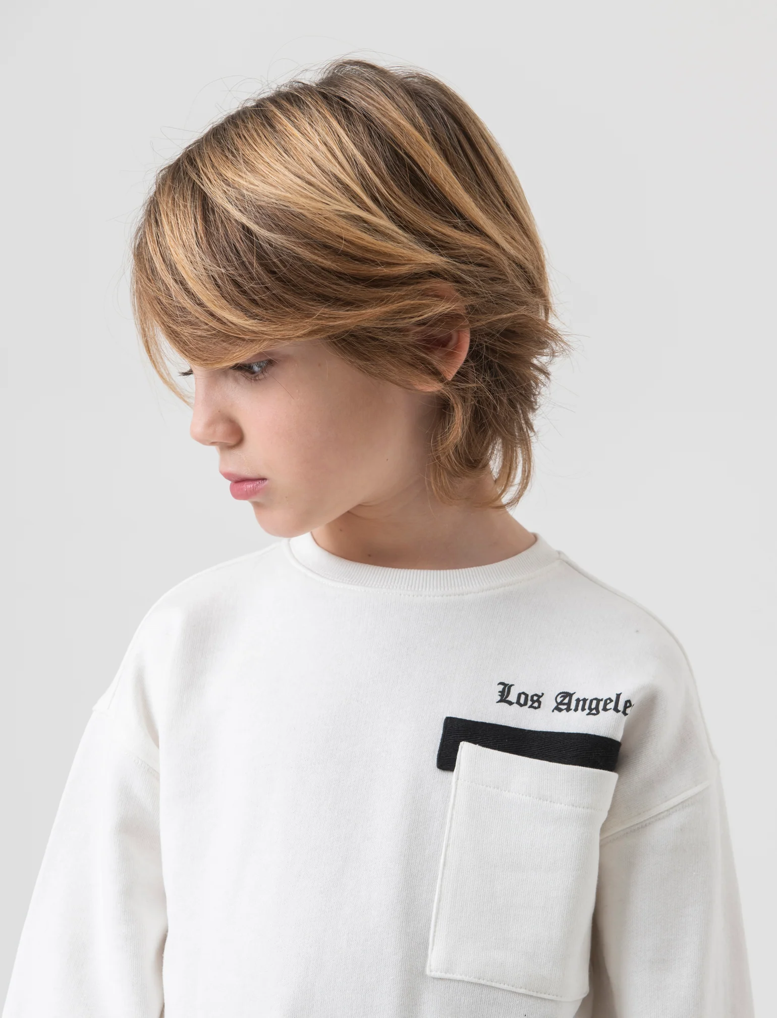 Felpa over con ricamo da bambino - Bianco latte