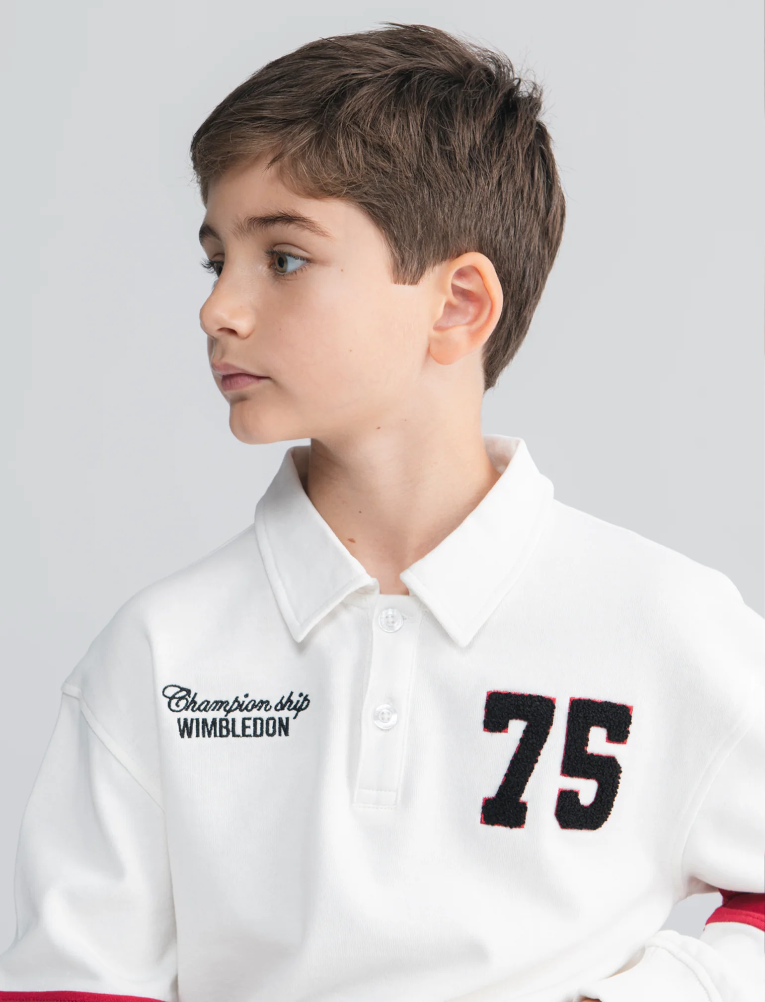 Felpa polo oversize con patch e ricami - Bianco latte - Image 4
