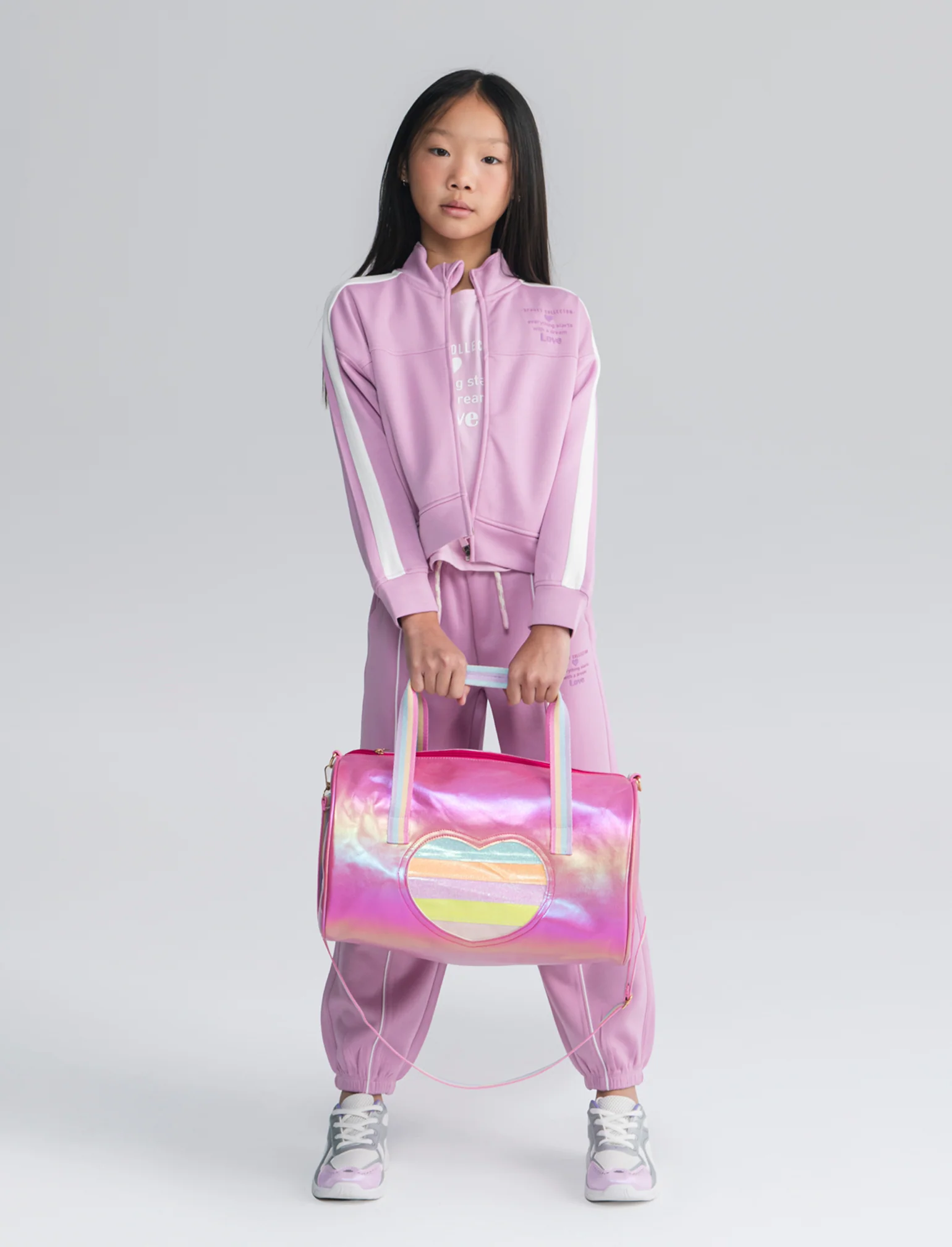 Felpa sportiva a manica lunga con zip - Rosa - Image 3