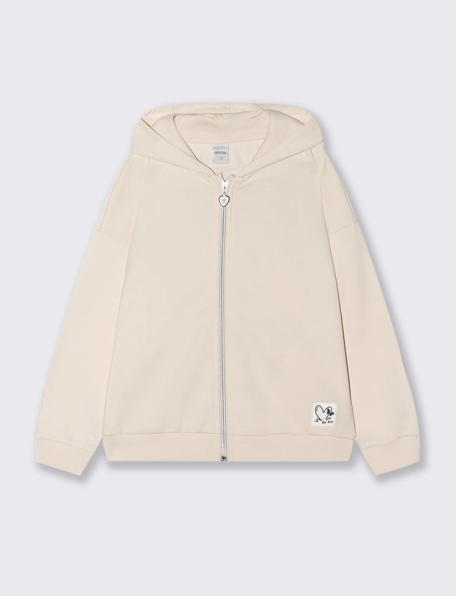 Felpa zippata con cappuccio - Beige - Image 2
