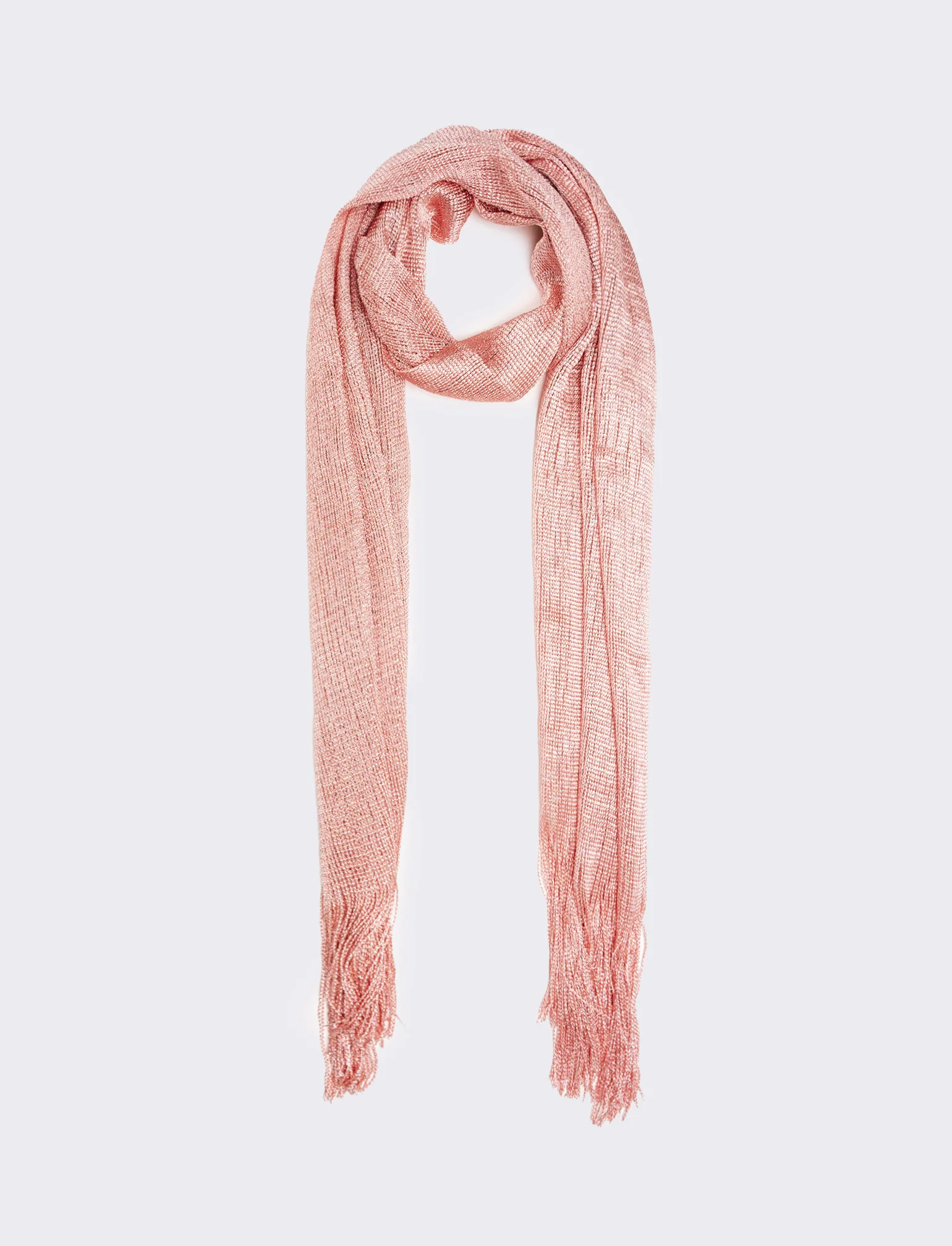 Foulard a rete con lurex  45 x 180 cm donna - Rosa