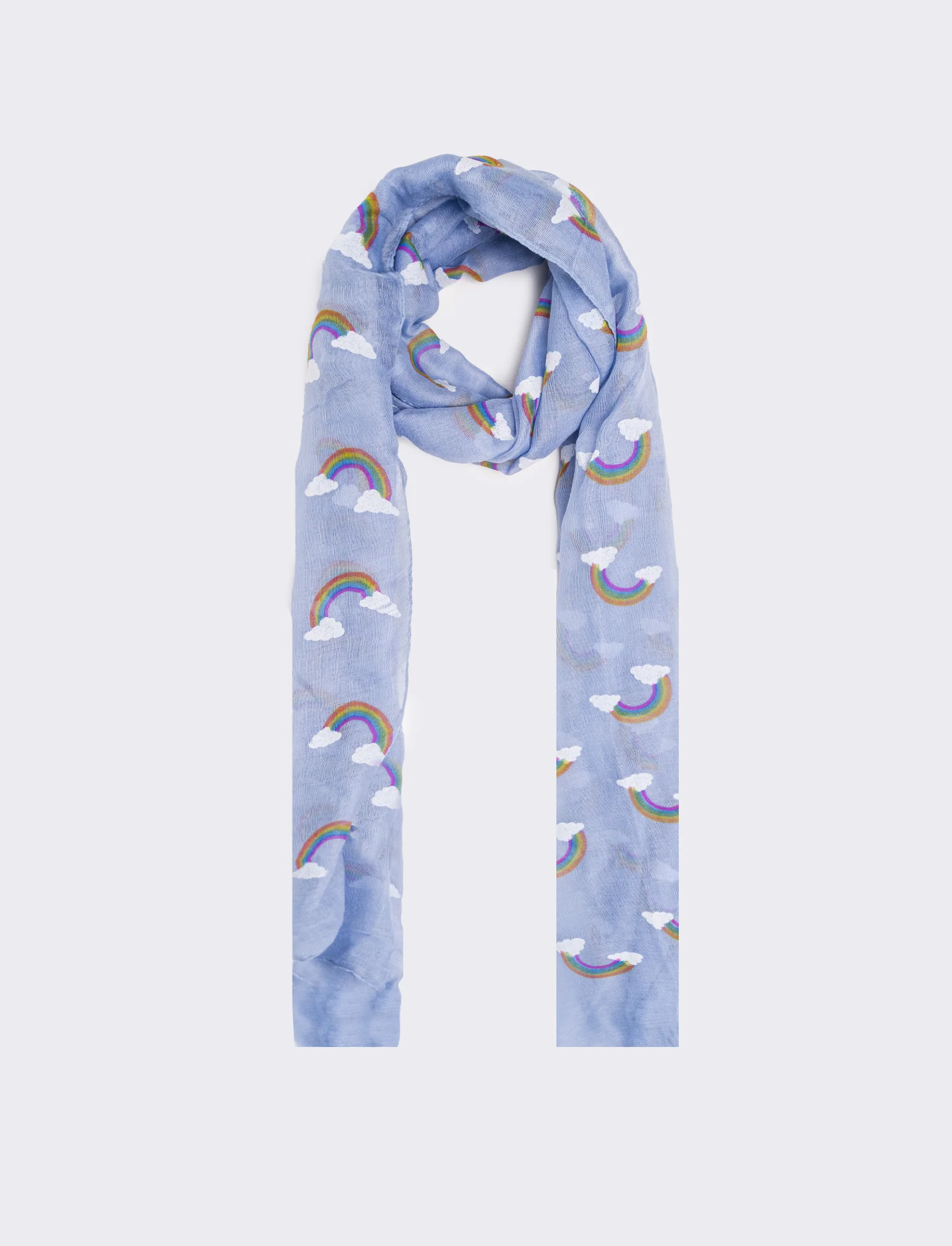 Foulard bambina stampa arcobaleno 50 x 180 cm - Blu