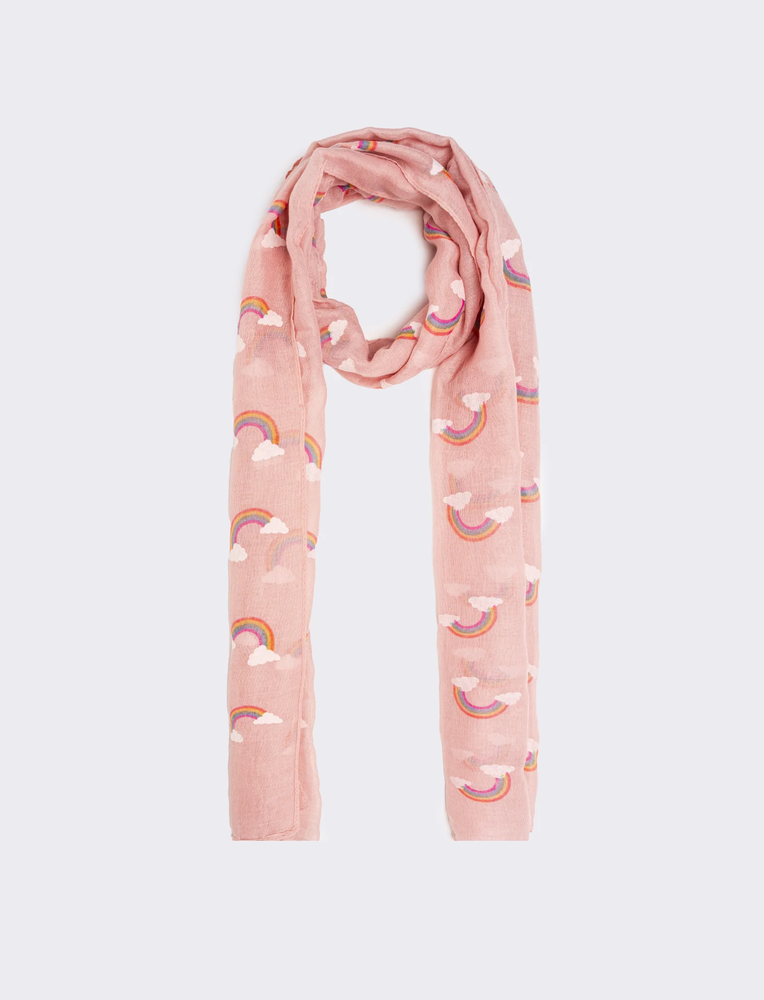 Foulard bambina stampa arcobaleno  50 x 180 cm - Rosa
