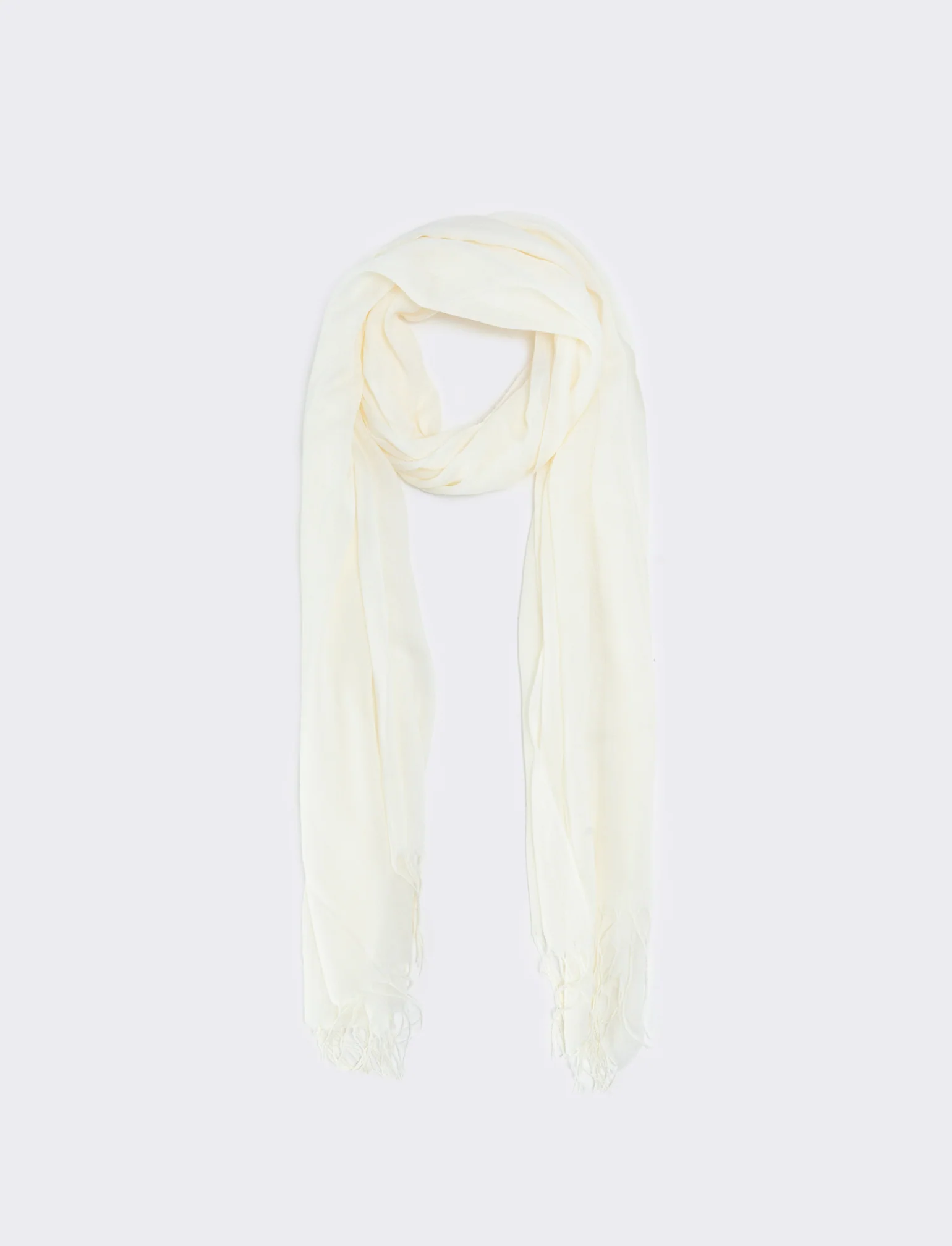 Foulard con frange unito elegante - Bianco