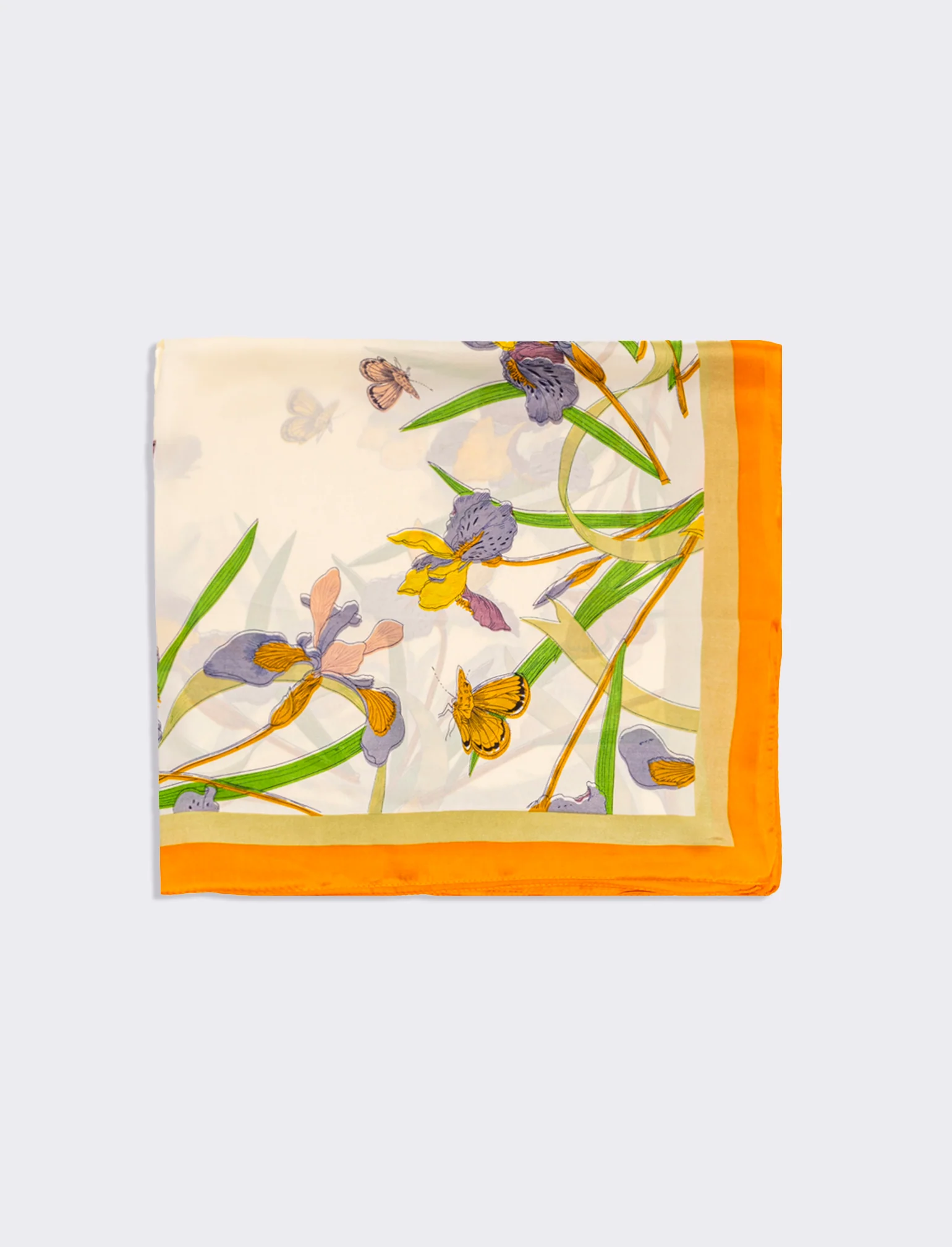 Foulard donna fantasie assortite fiori 70x70cm - Arancio - Image 2