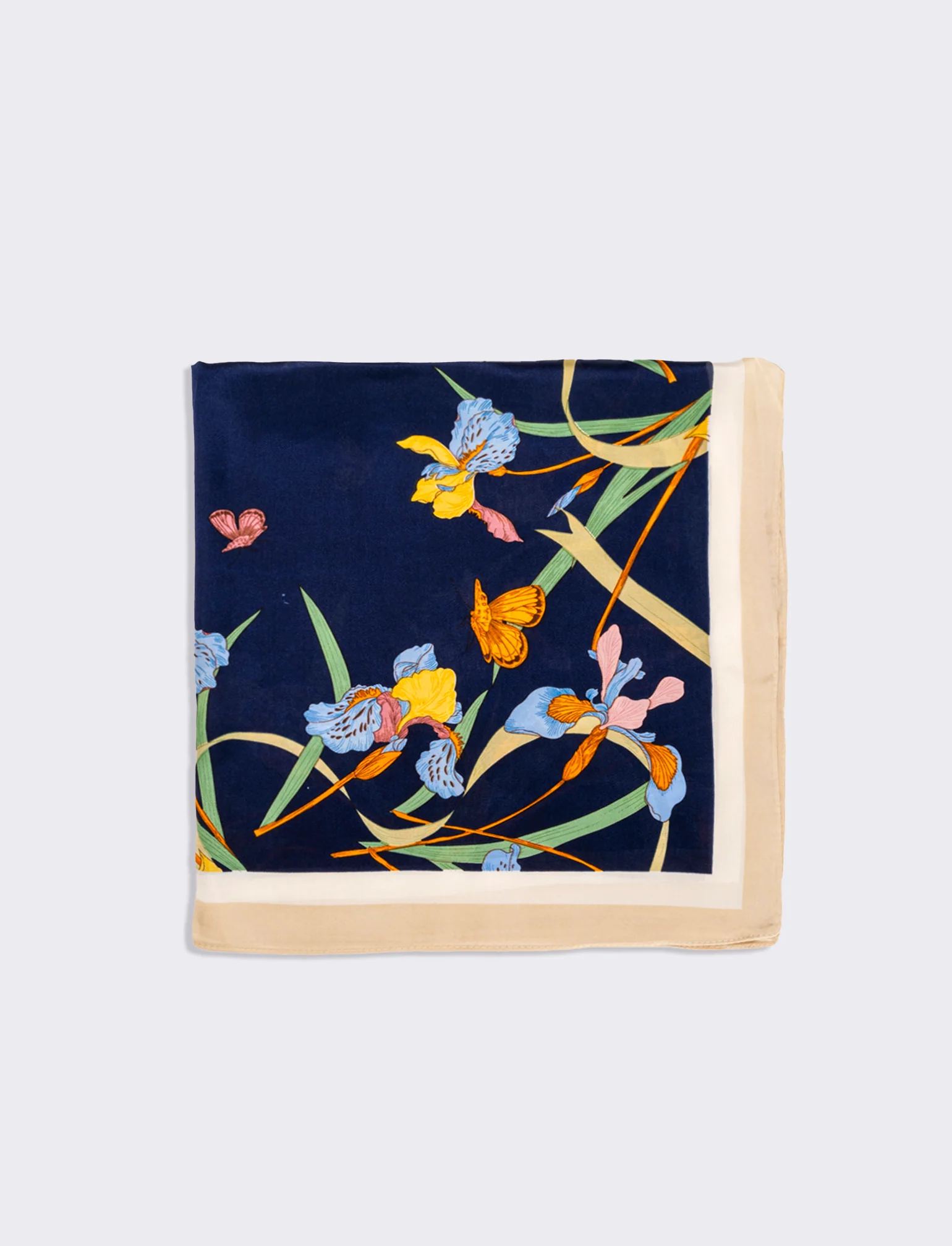 Foulard donna fantasie assortite fiori 70x70cm - Beige - Image 2