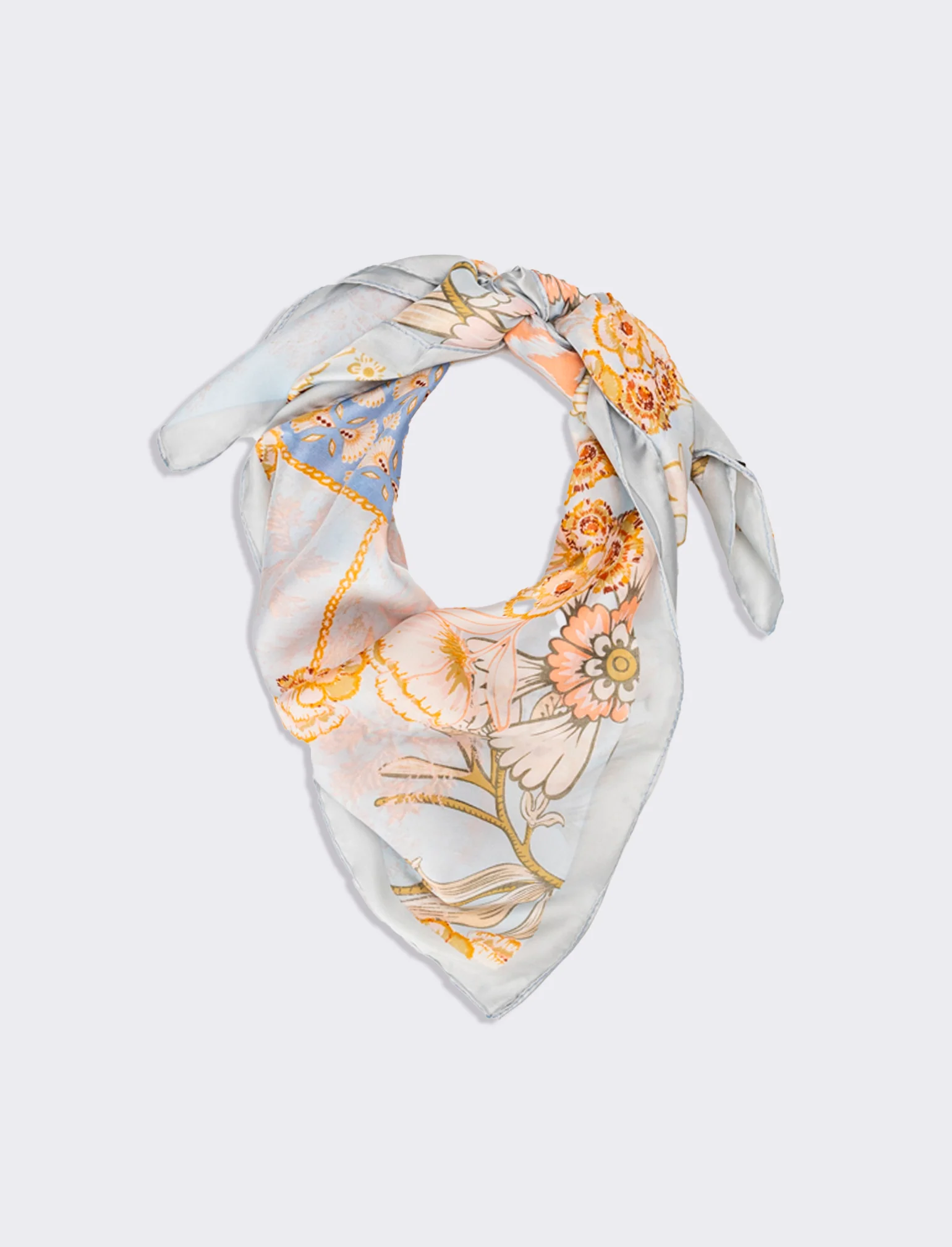 Foulard donna fantasie assortite fiori 70x70cm - Denim
