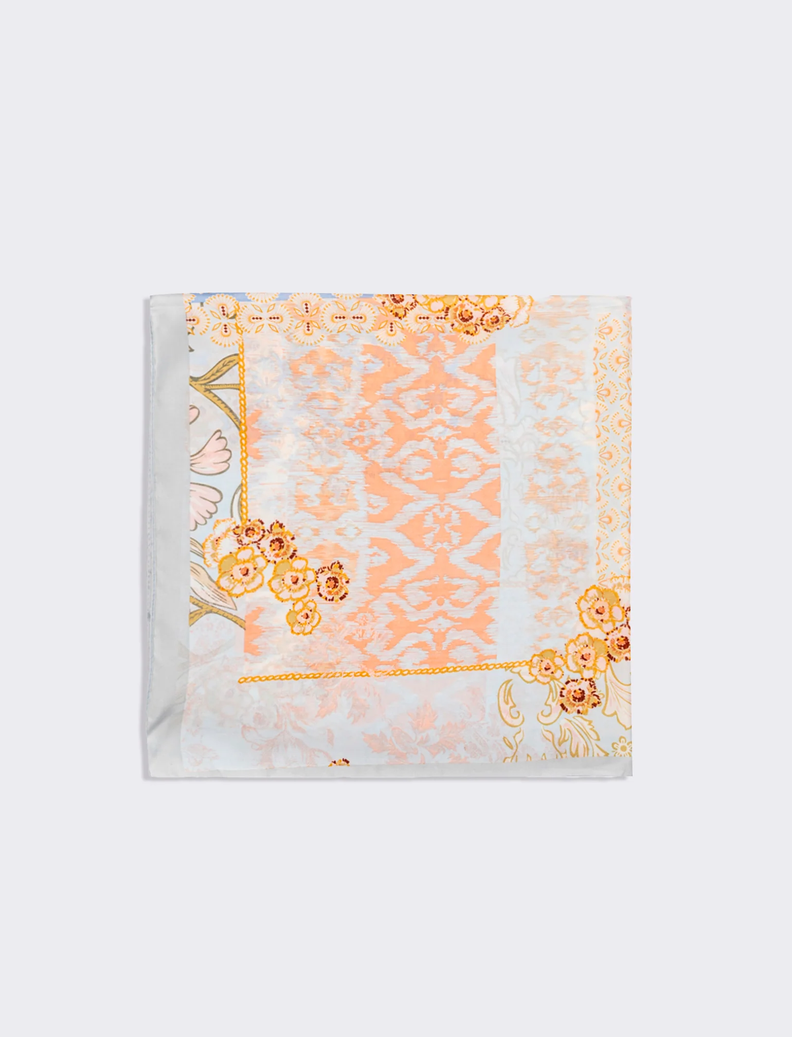 Foulard donna fantasie assortite fiori 70x70cm - Denim - Image 2
