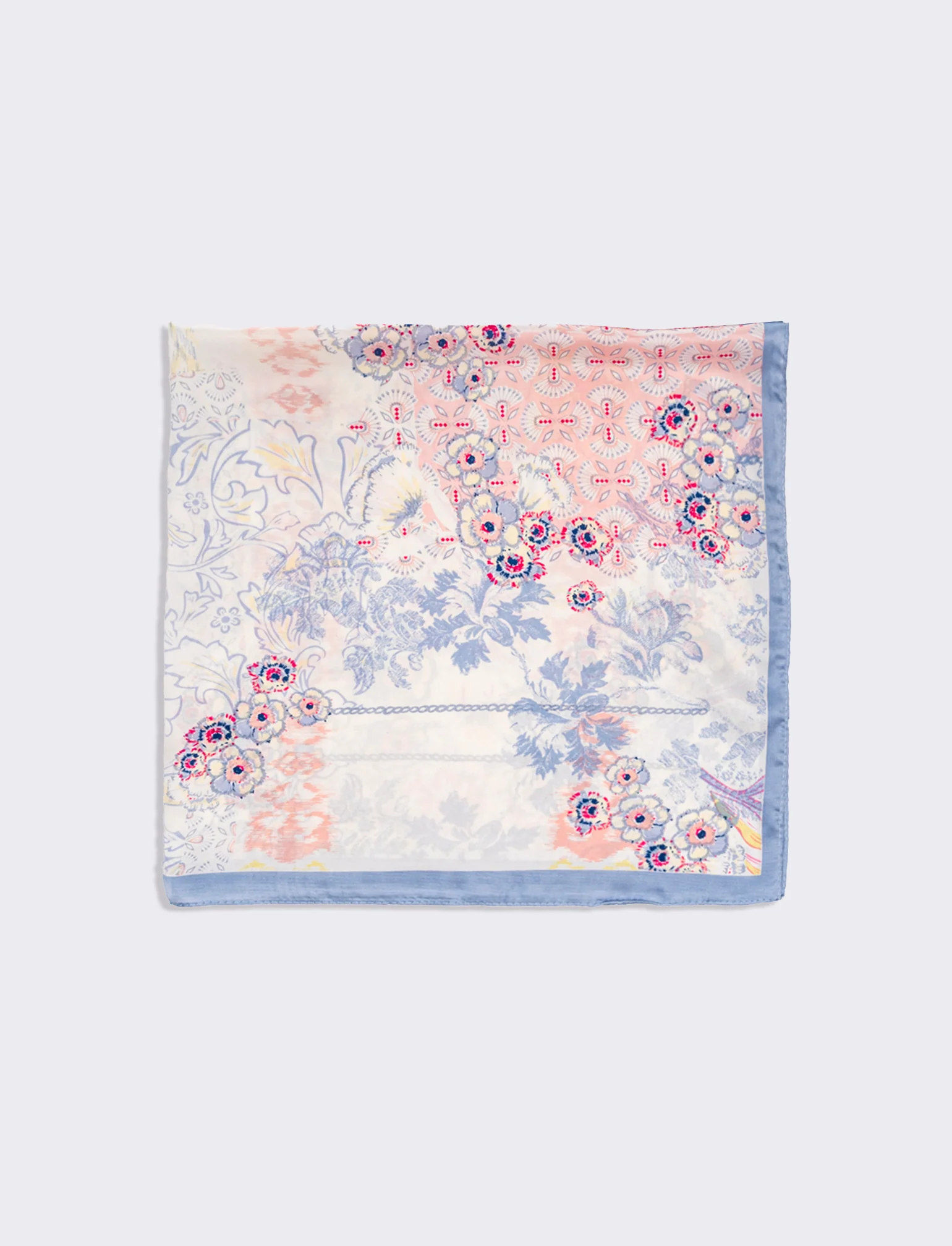 Foulard donna fantasie assortite fiori 70x70cm - Lilla - Image 2