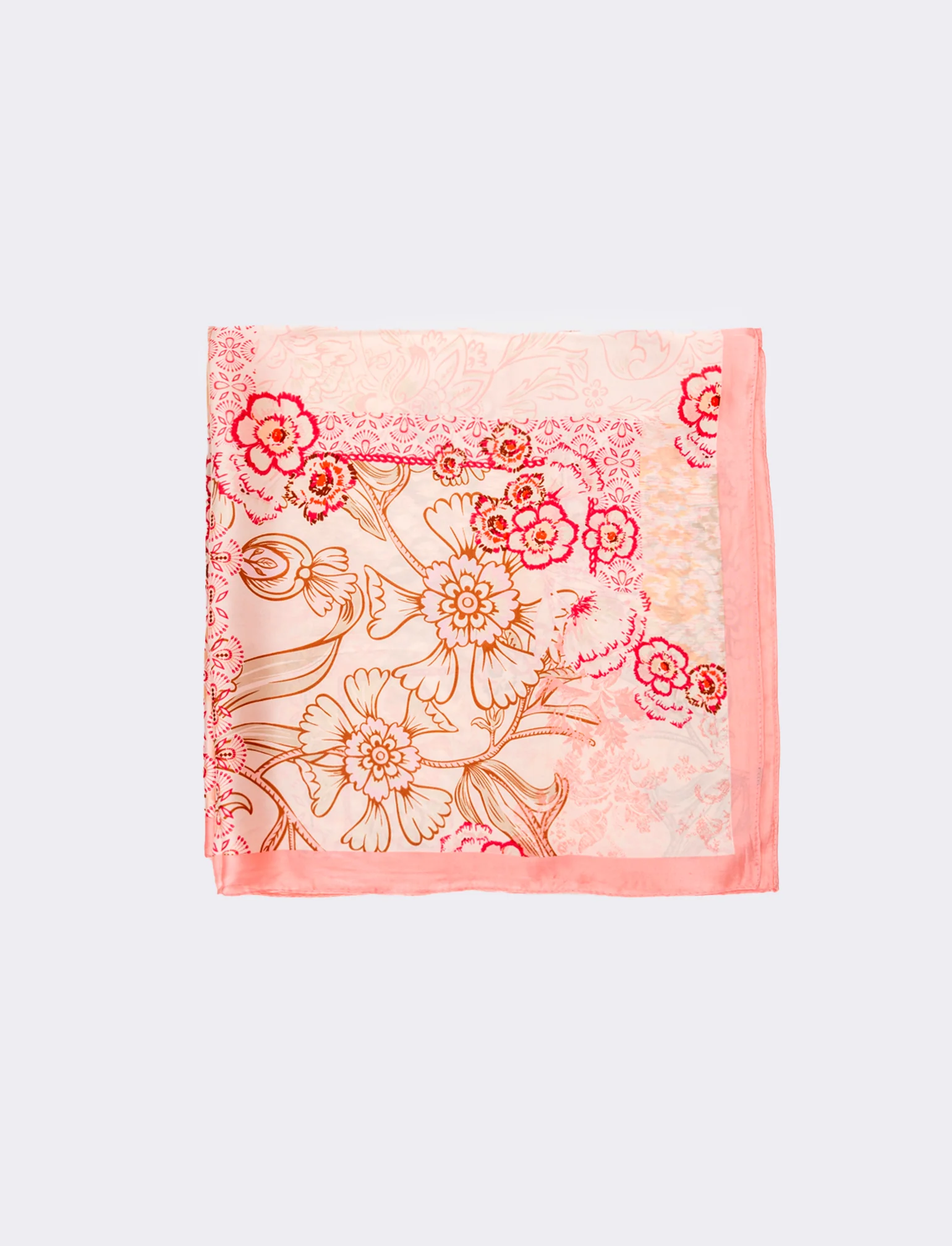 Foulard donna fantasie assortite fiori 70x70cm - Rosa - Image 2