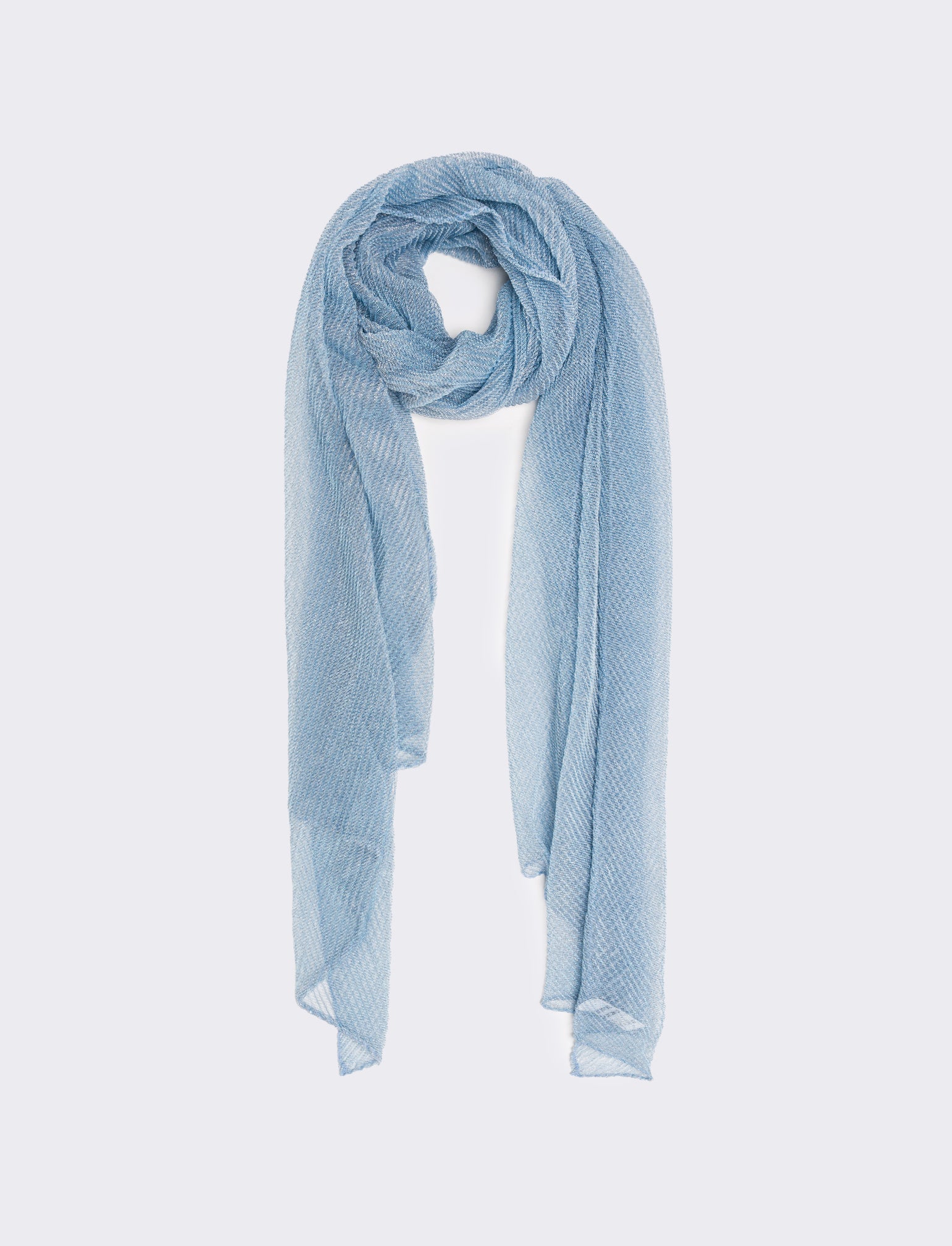 Foulard donna stola plisse effetto metalizzato 70 x 180 cm - Denim