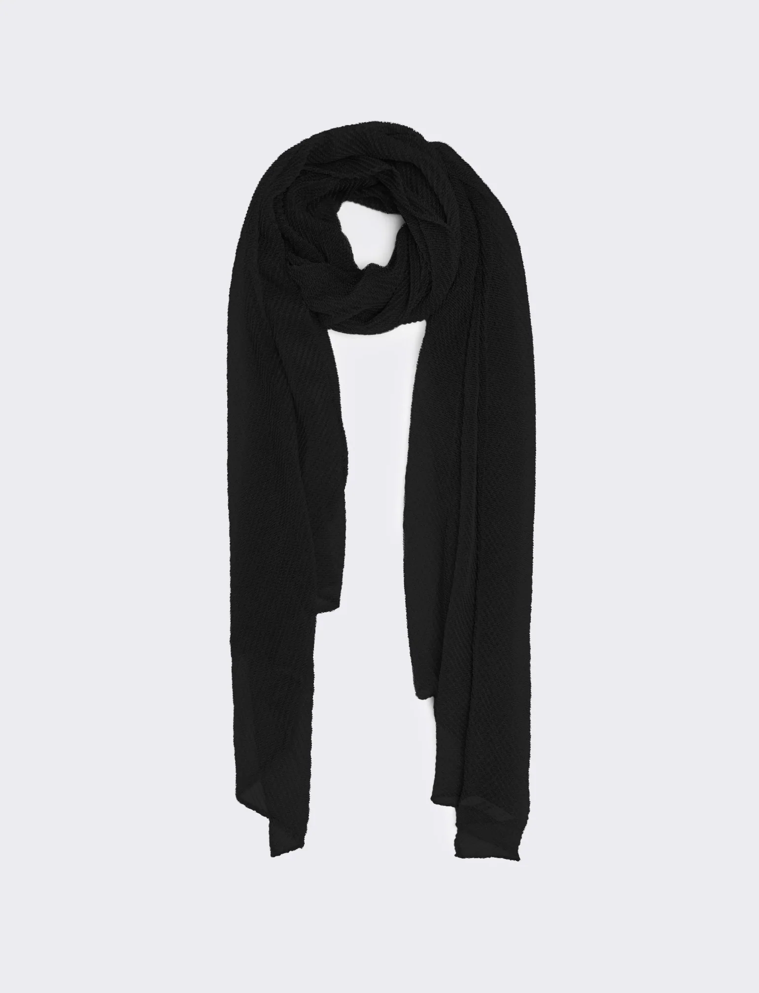 Foulard donna stola plisse effetto metalizzato 70 x 180 cm - Nero