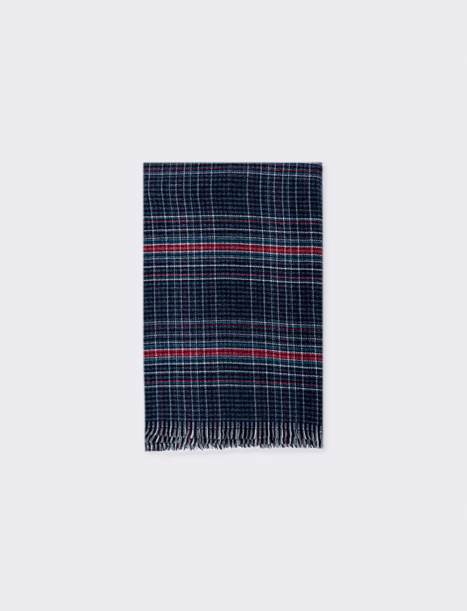 Foulard double face righe e quadretti uomo - Blu - Image 2