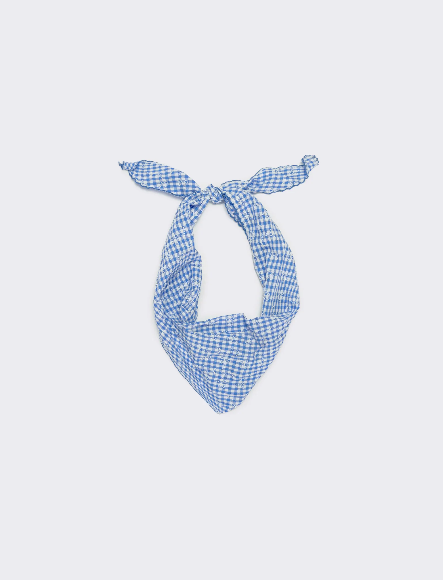 Foulard triangolino vichy elegante e chic - Celeste - Image 3